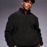 ASOS DESIGN relaxed boxy borg quarter zip  sweatshirt in dark green