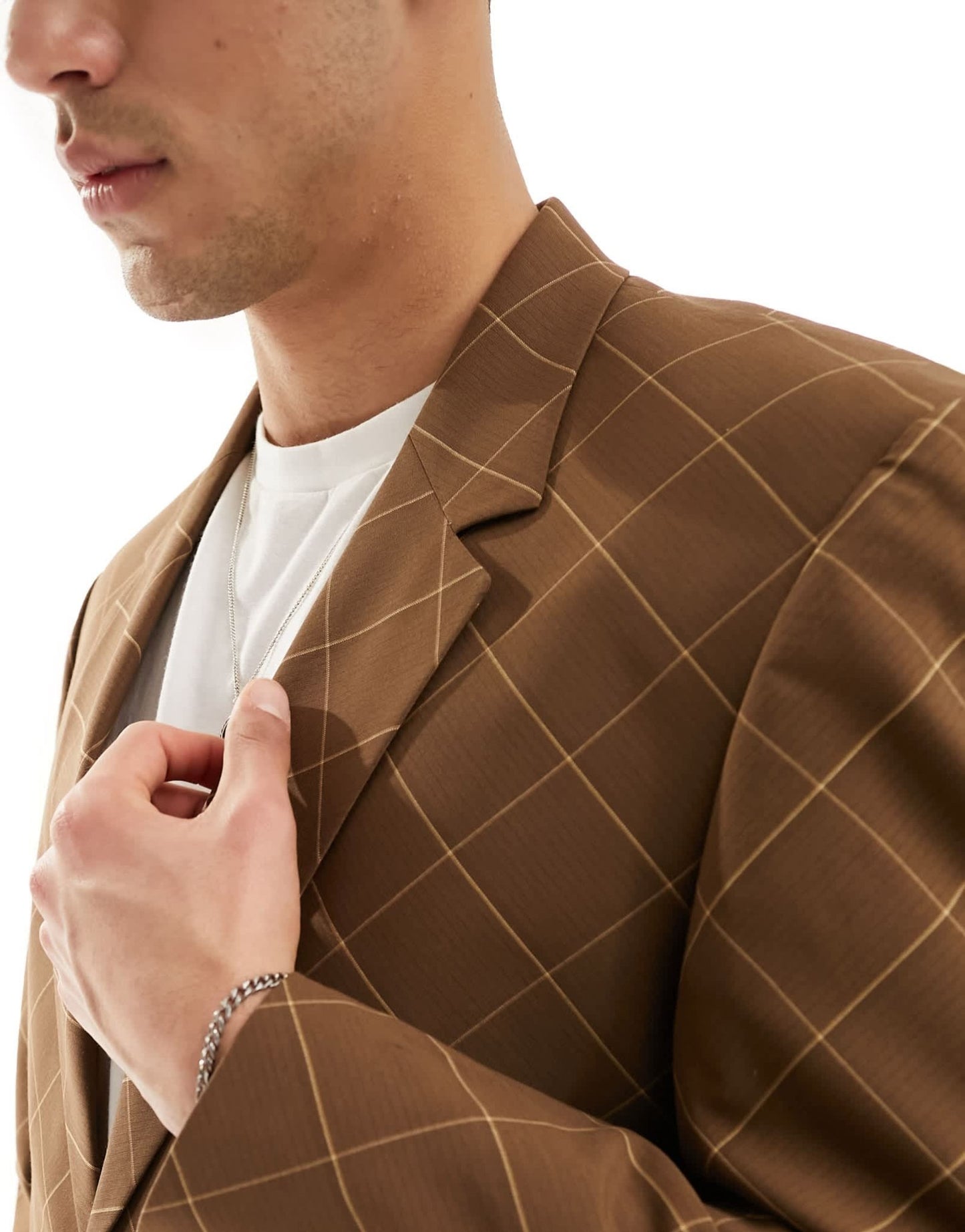 ASOS DESIGN relaxed check suit jacket in brown - ASOS Sample Sale EU Store