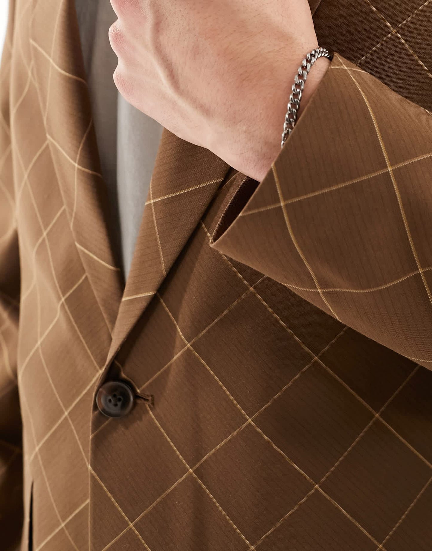 ASOS DESIGN relaxed check suit jacket in brown - ASOS Sample Sale EU Store