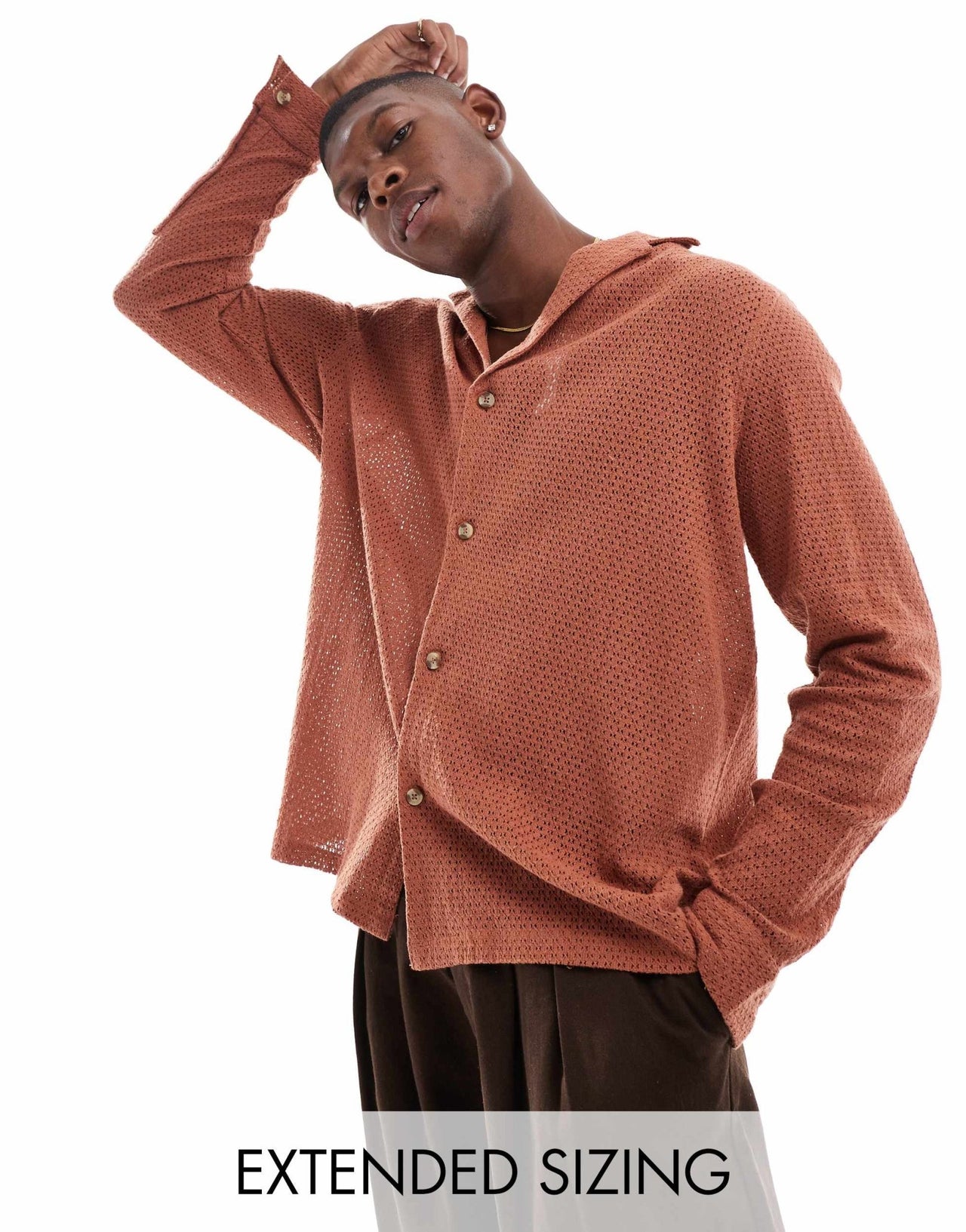 ASOS DESIGN relaxed deep revere collar shirt in brown - ASOS Sample Sale EU Store
