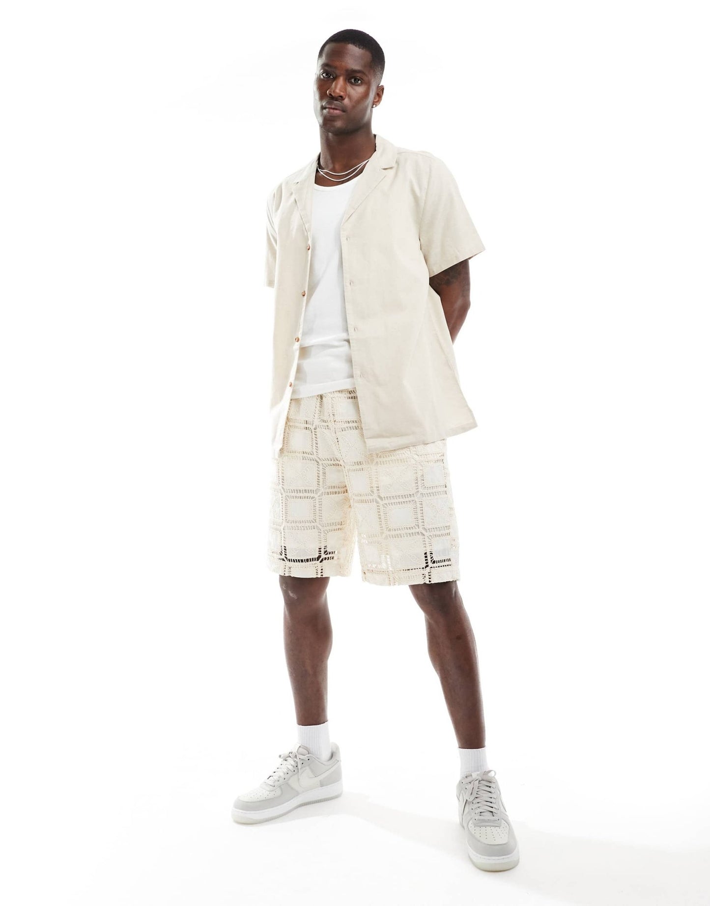 ASOS DESIGN relaxed deep revere linen shirt in stone - ASOS Sample Sale EU Store