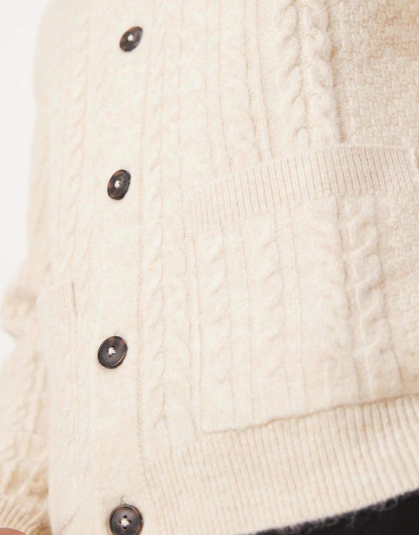 ASOS DESIGN relaxed fit cable knitted cardigan with crew neck in stone - ASOS Sample Sale EU Store