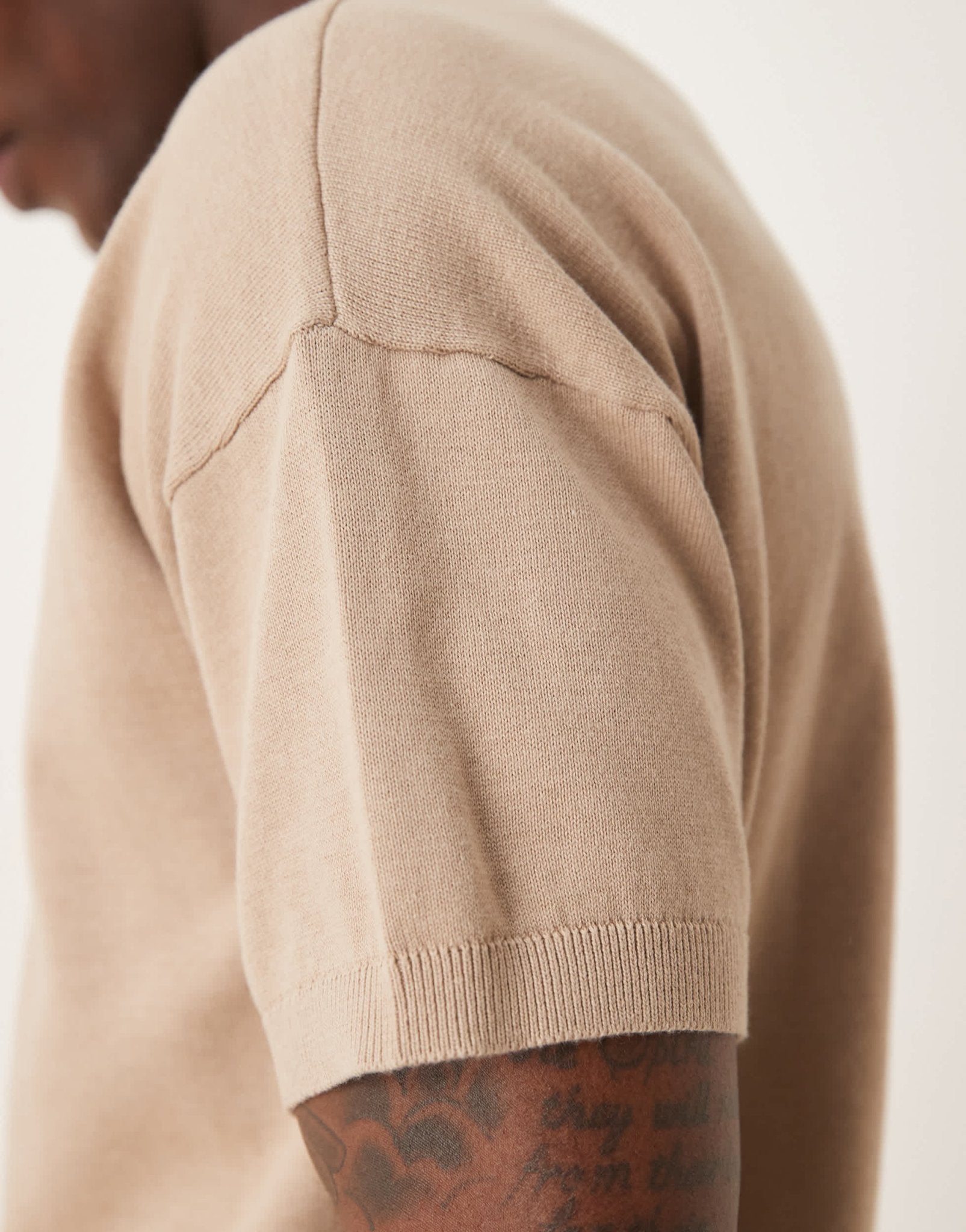ASOS DESIGN relaxed fit midweight knitted cotton t-shirt in stone - ASOS Sample Sale EU Store