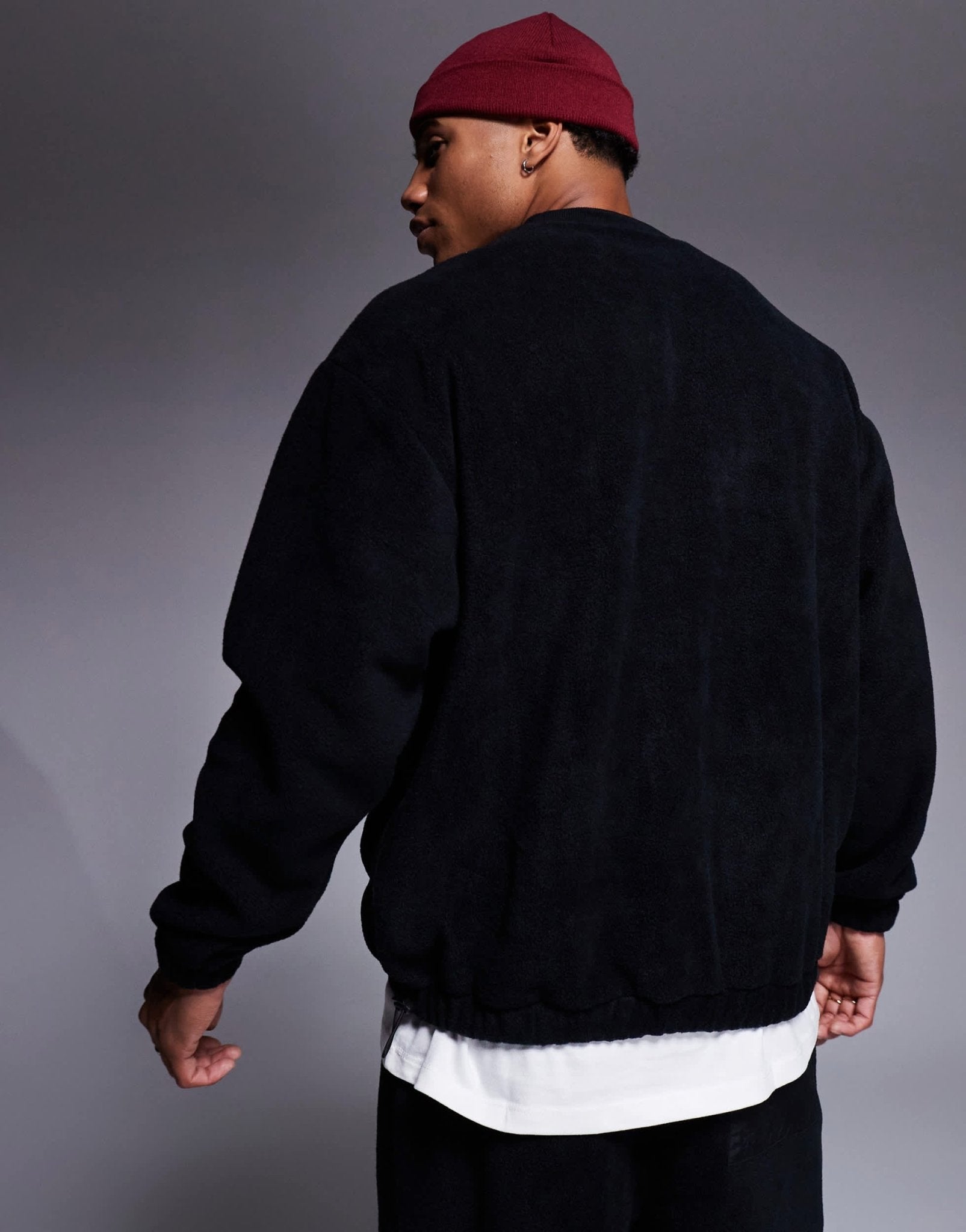 ASOS DESIGN relaxed fleece sweatshirt with toggle detail in black - BLACK - ASOS Sample Sale EU Store