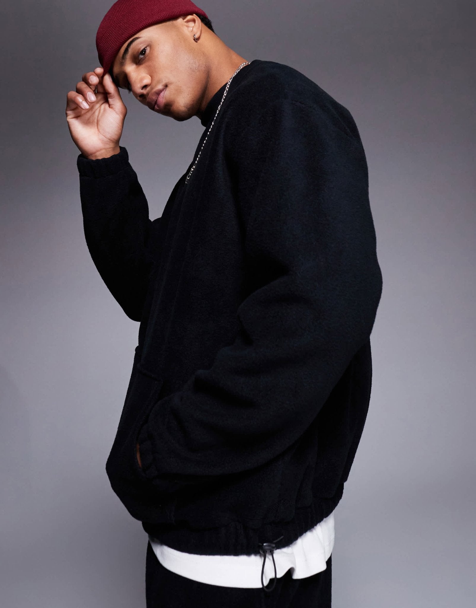 ASOS DESIGN relaxed fleece sweatshirt with toggle detail in black - BLACK - ASOS Sample Sale EU Store