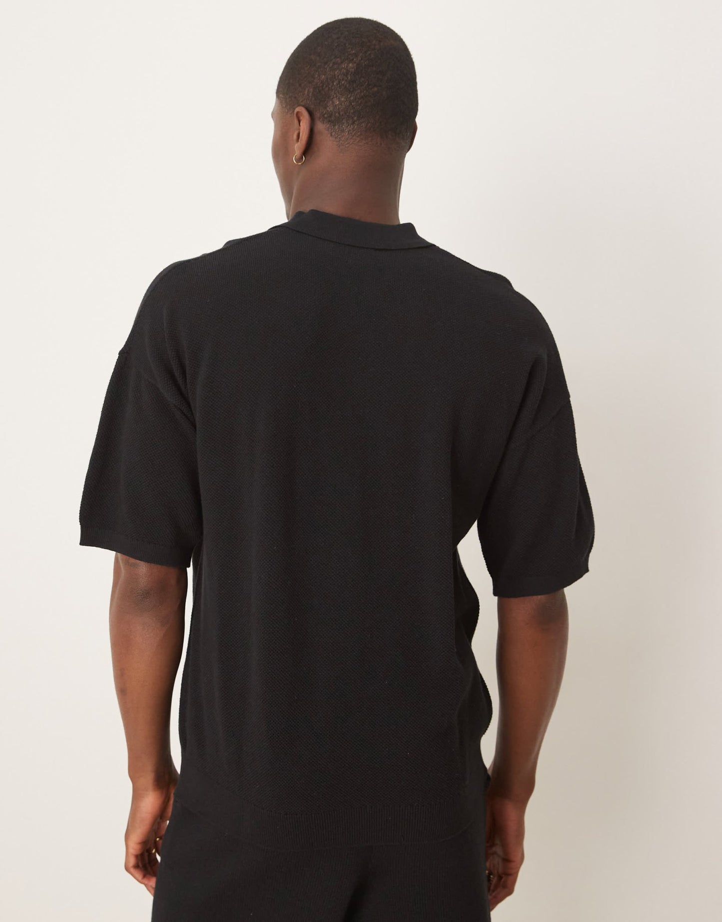 ASOS DESIGN relaxed lightweight knitted cotton pique polo in black - ASOS Sample Sale EU Store