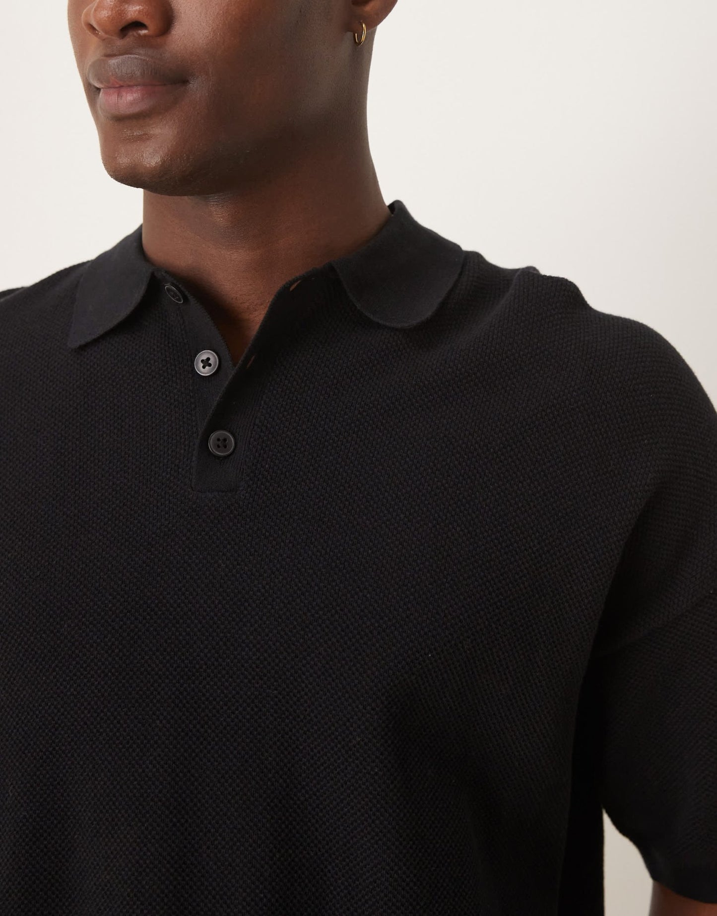 ASOS DESIGN relaxed lightweight knitted cotton pique polo in black - ASOS Sample Sale EU Store