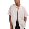ASOS DESIGN relaxed linen blend shirt with revere collar in light pink