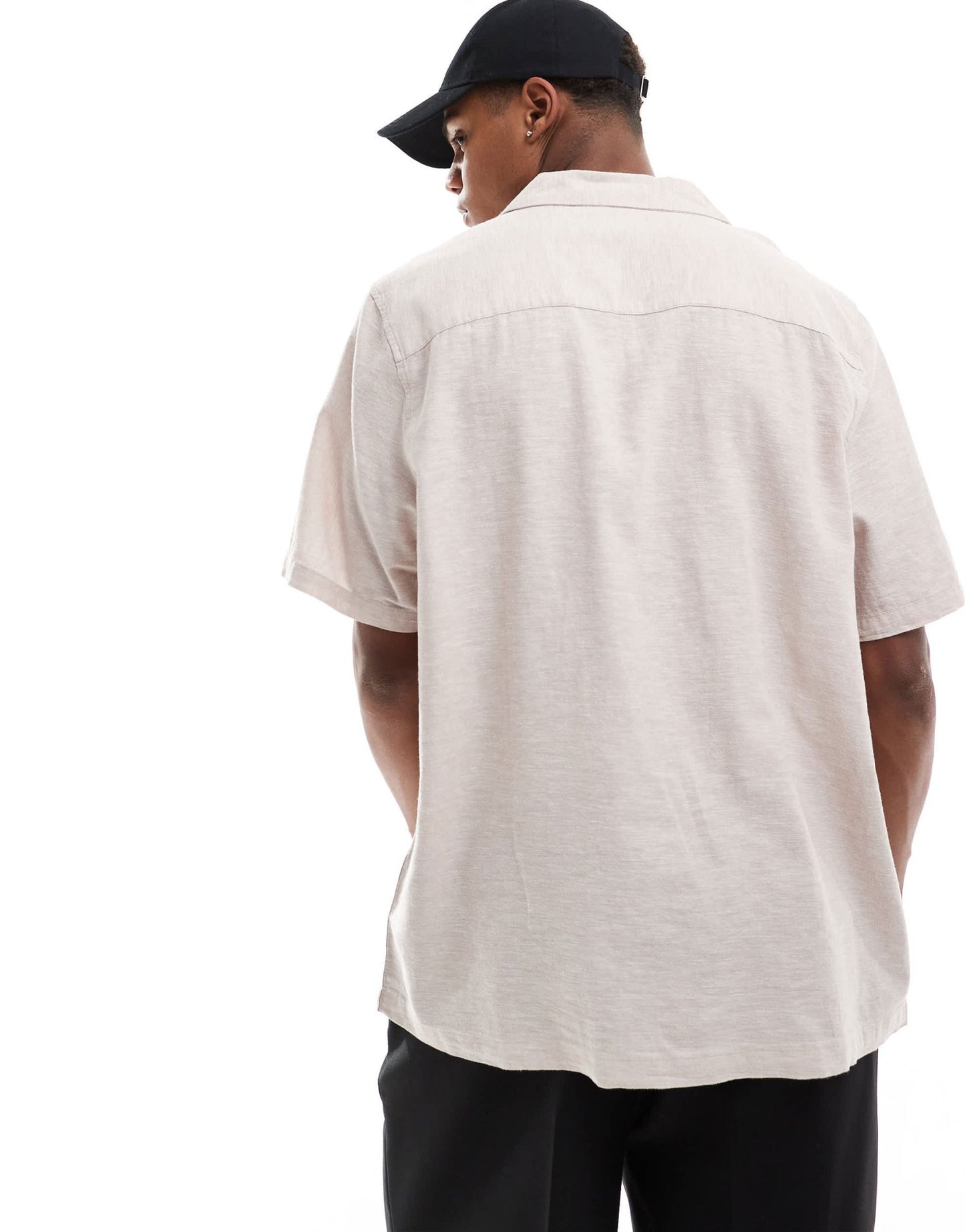 ASOS DESIGN relaxed linen blend shirt with revere collar in light pink - ASOS Sample Sale EU Store