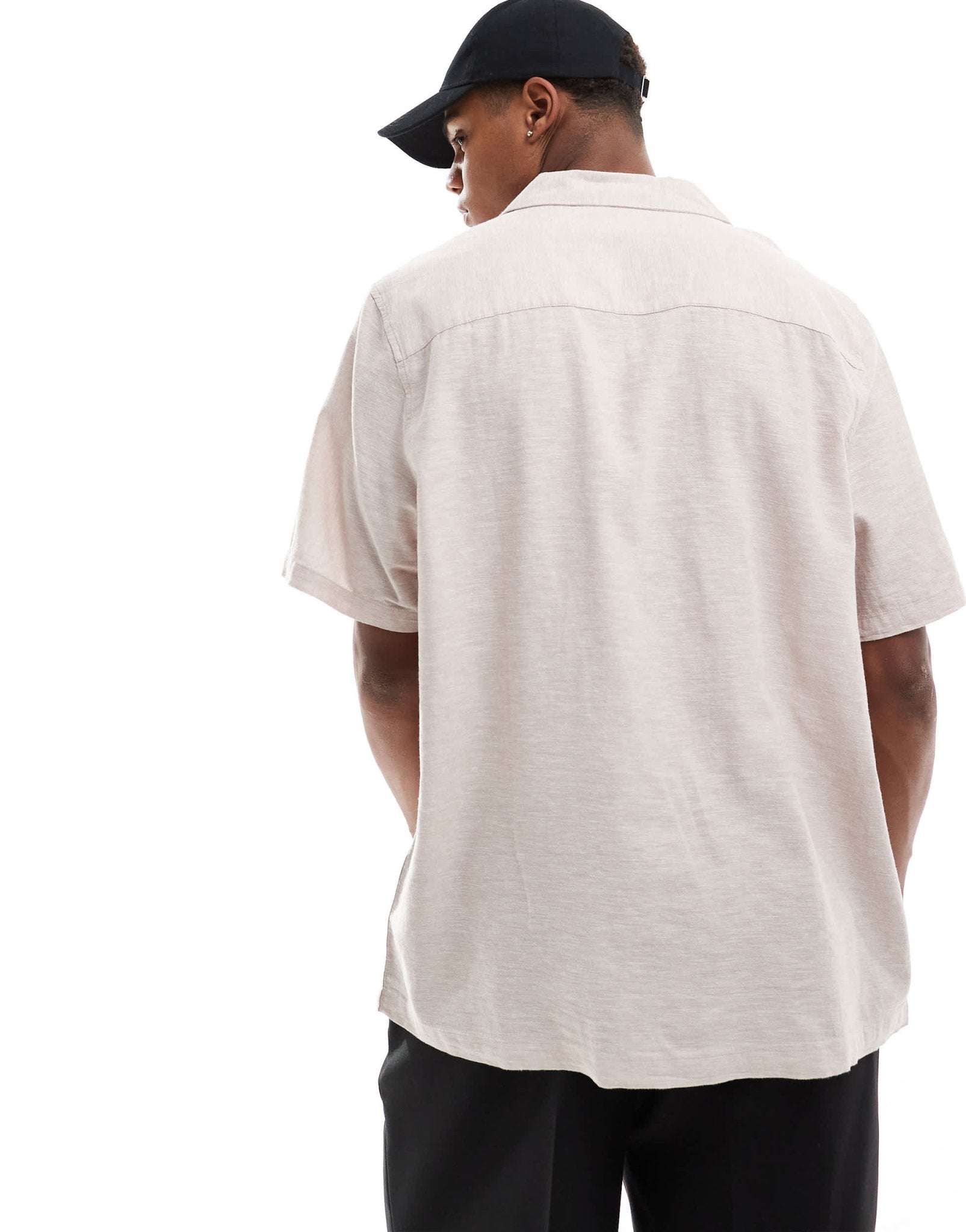 ASOS DESIGN relaxed linen blend shirt with revere collar in light pink - ASOS Sample Sale EU Store