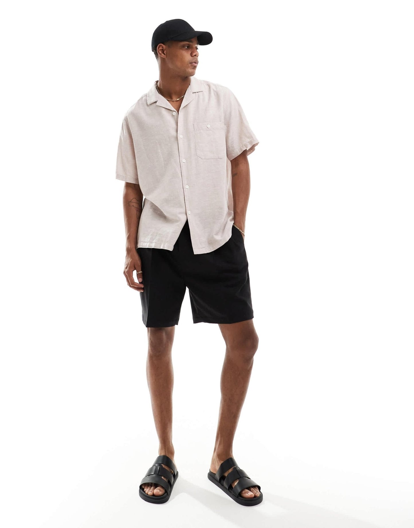 ASOS DESIGN relaxed linen blend shirt with revere collar in light pink - ASOS Sample Sale EU Store