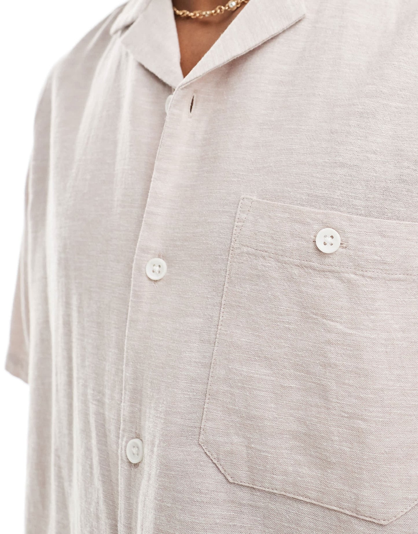 ASOS DESIGN relaxed linen blend shirt with revere collar in light pink - ASOS Sample Sale EU Store