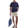 ASOS DESIGN relaxed linen blend shirt with revere collar in navy
