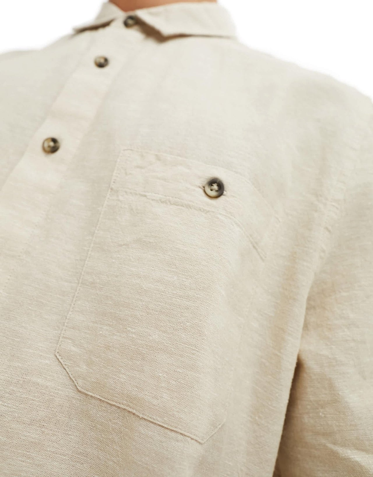 ASOS DESIGN relaxed linen blend shirt with square collar in beige - ASOS Sample Sale EU Store