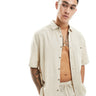 Camicia rilassata in misto lino con colletto quadrato ASOS DESIGN in beige