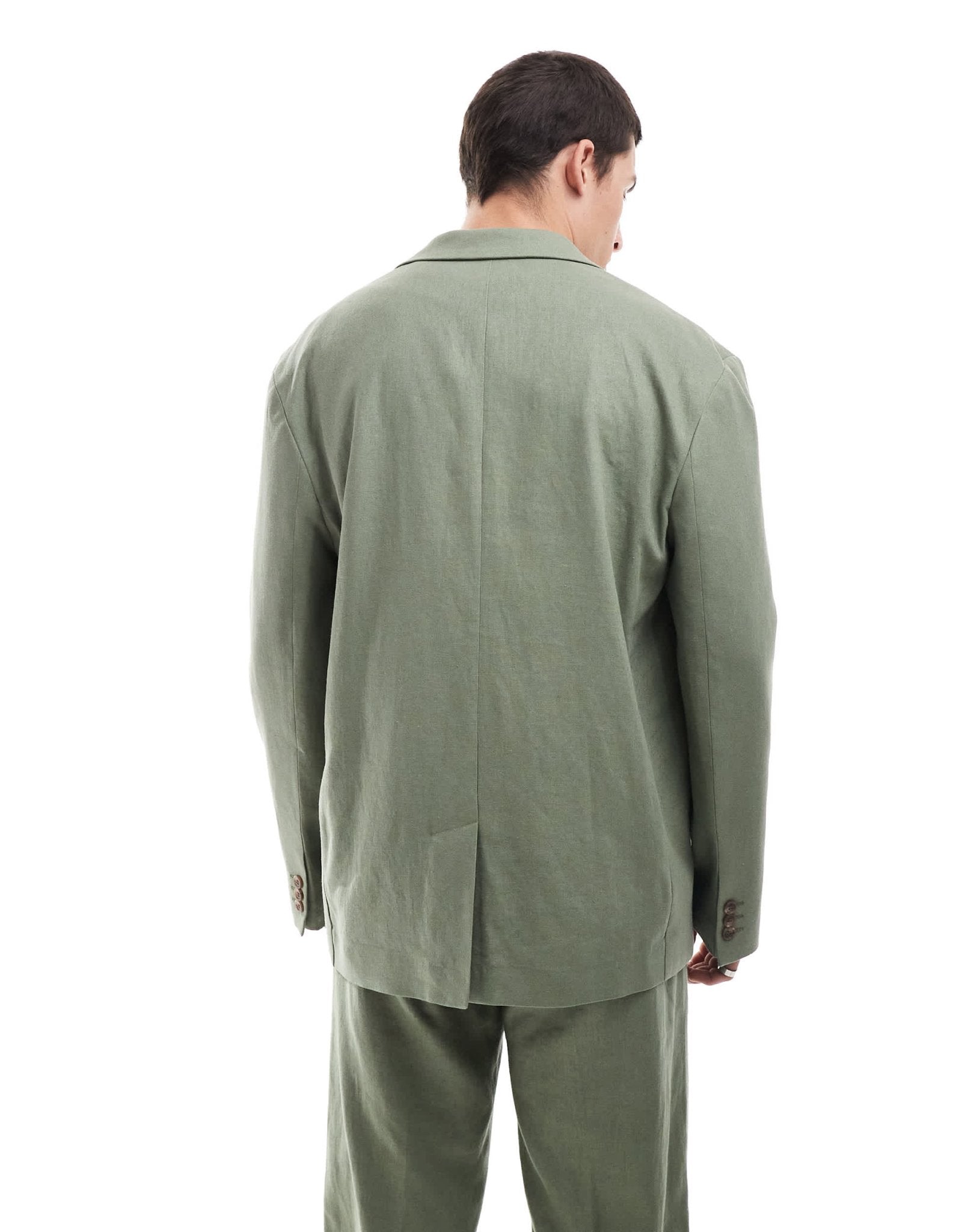 ASOS DESIGN relaxed linen blend slouchy suit jacket in olive green - ASOS Sample Sale EU Store