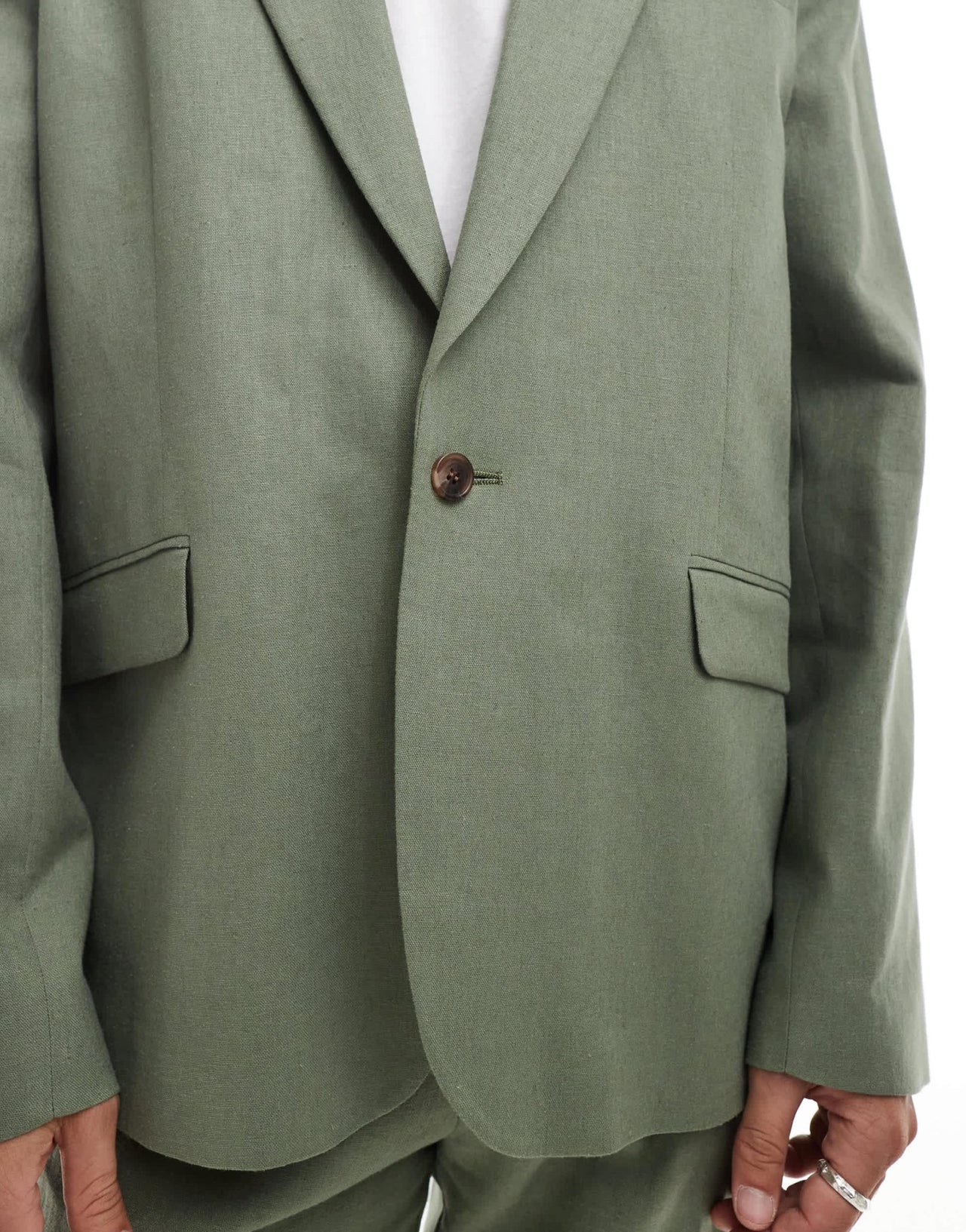 ASOS DESIGN relaxed linen blend slouchy suit jacket in olive green - ASOS Sample Sale EU Store