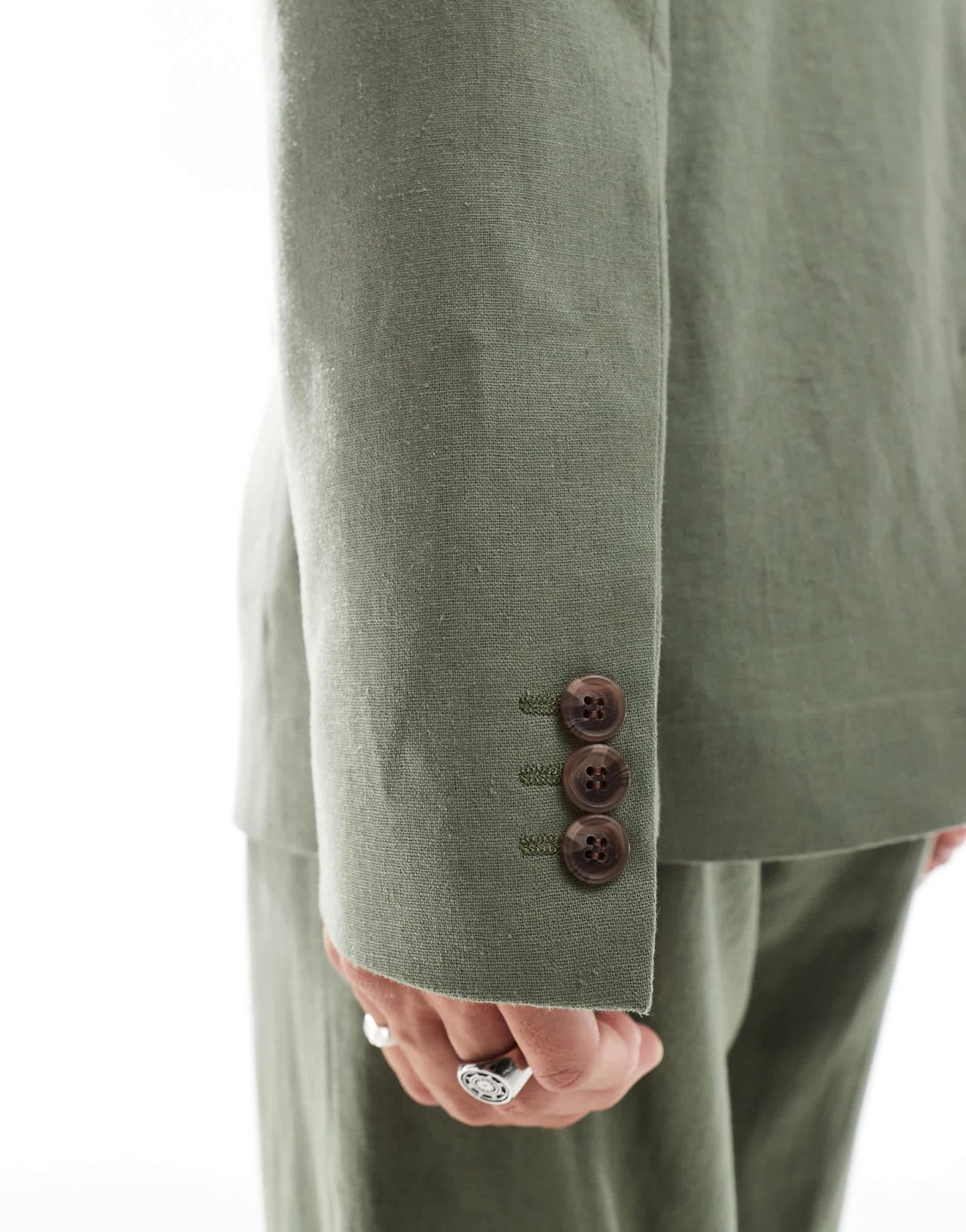 ASOS DESIGN relaxed linen blend slouchy suit jacket in olive green - ASOS Sample Sale EU Store