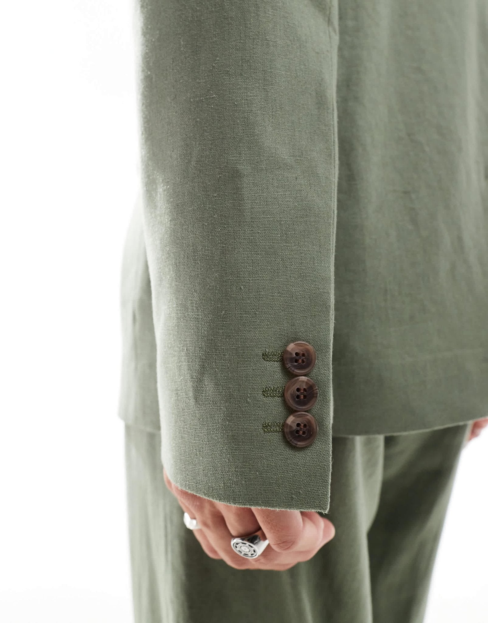 ASOS DESIGN relaxed linen blend slouchy suit jacket in olive green - ASOS Sample Sale EU Store