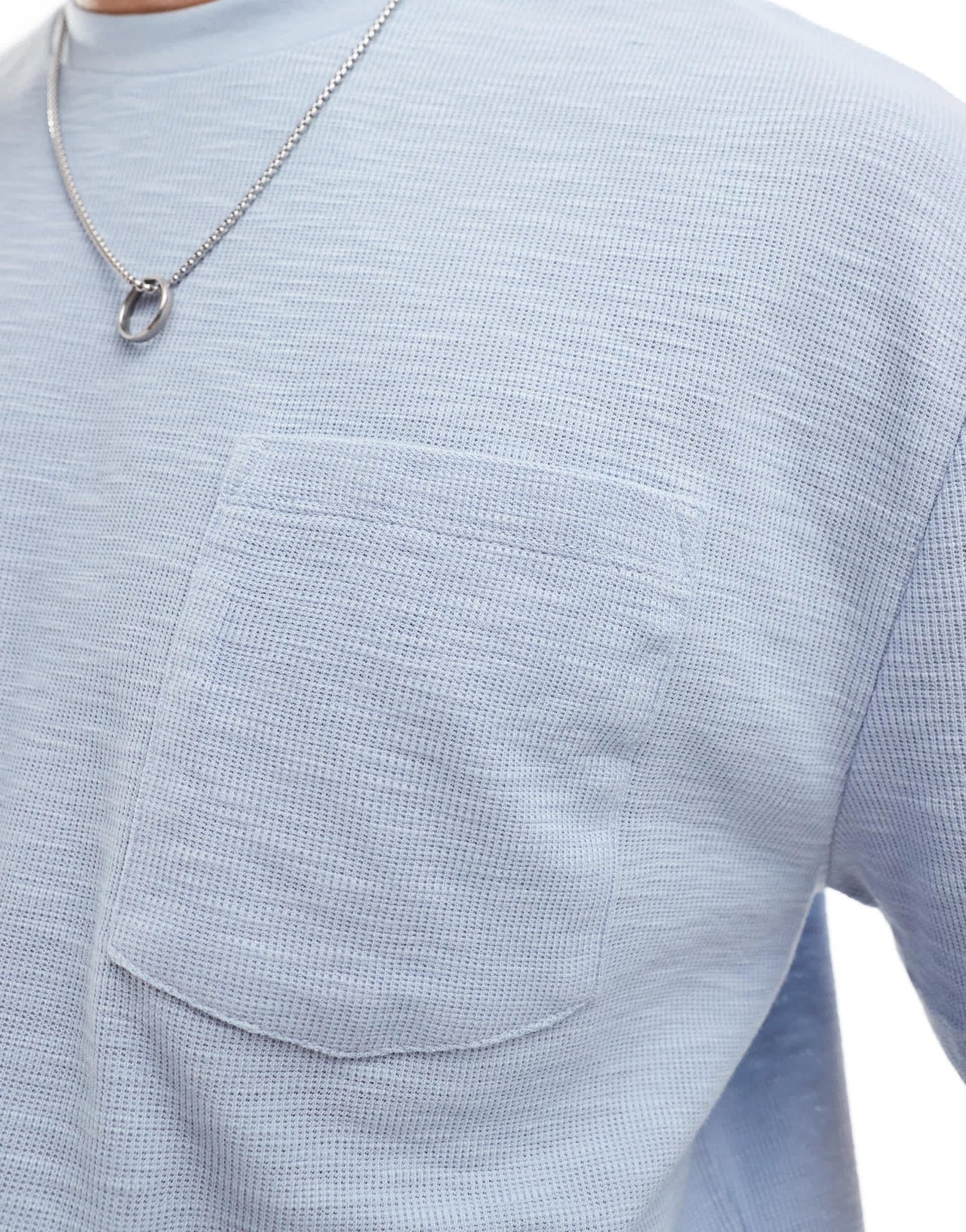 ASOS DESIGN relaxed linen look t-shirt with pocket in light blue - ASOS Sample Sale EU Store