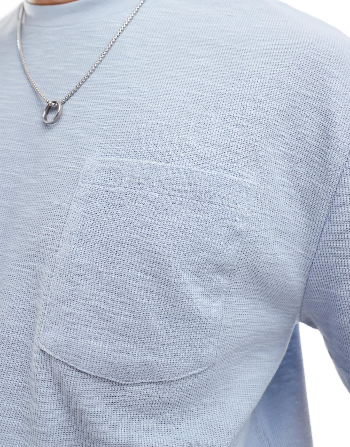 ASOS DESIGN relaxed linen look t-shirt with pocket in light blue - ASOS Sample Sale EU Store