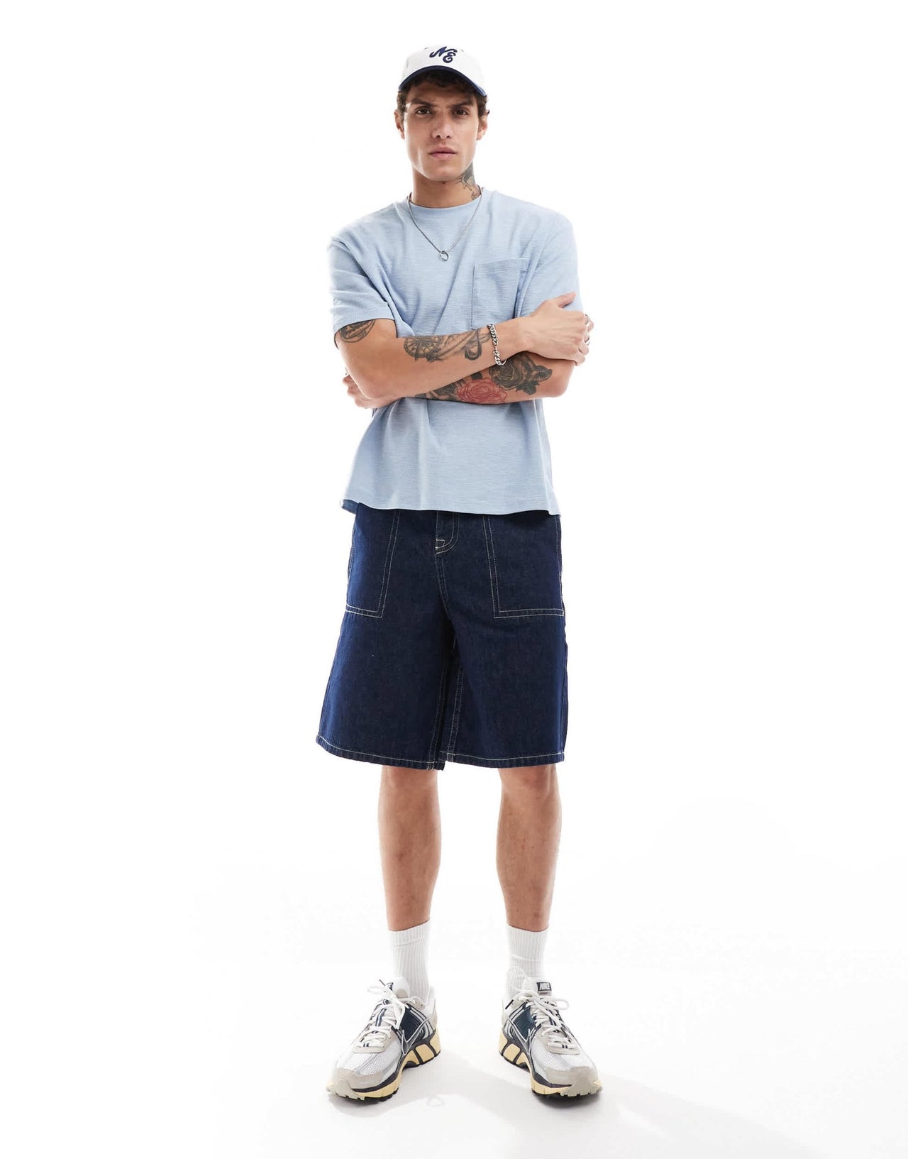 ASOS DESIGN relaxed linen look t-shirt with pocket in light blue - ASOS Sample Sale EU Store