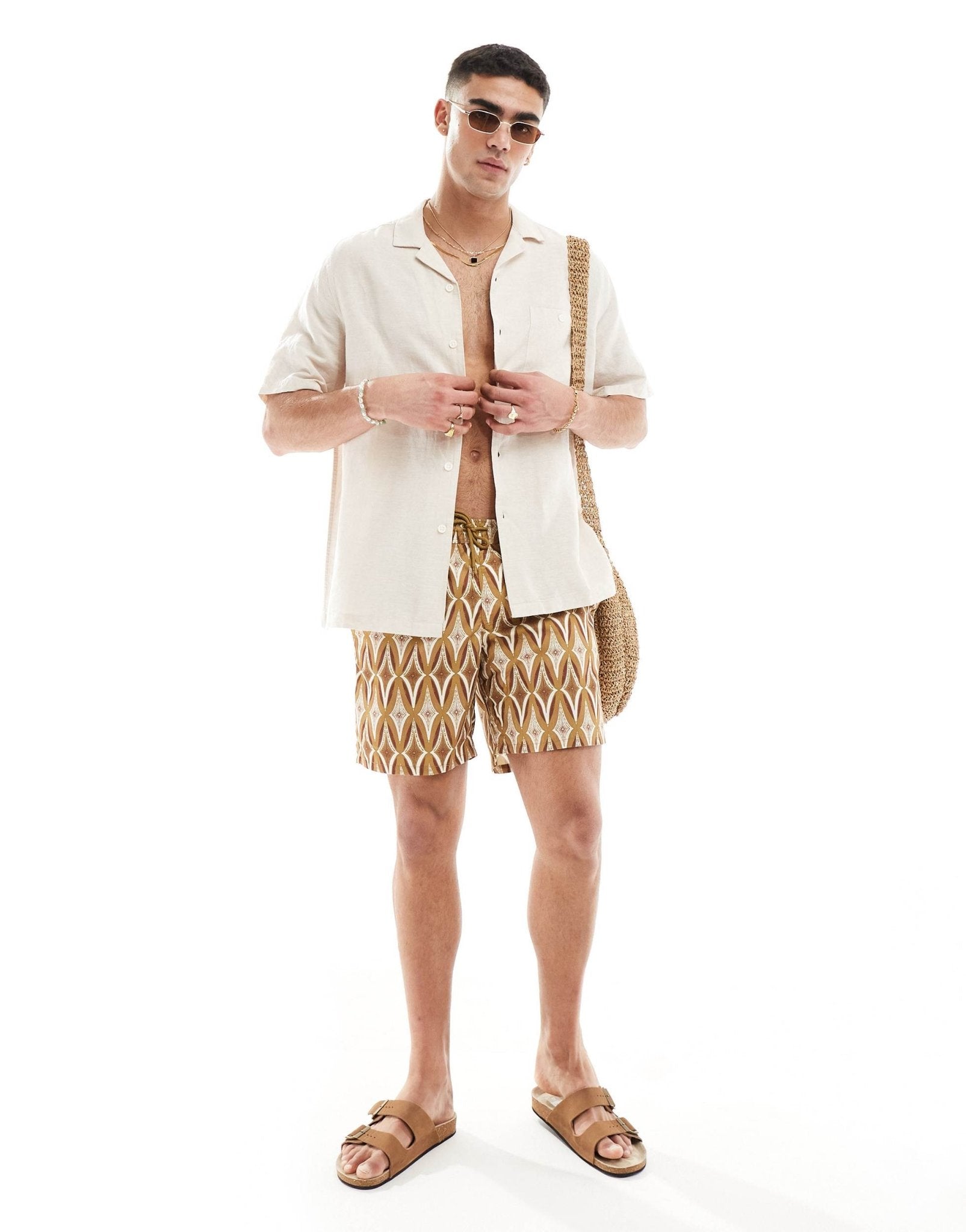 ASOS DESIGN relaxed linen shirt with revere collar in ecru - ASOS Sample Sale EU Store