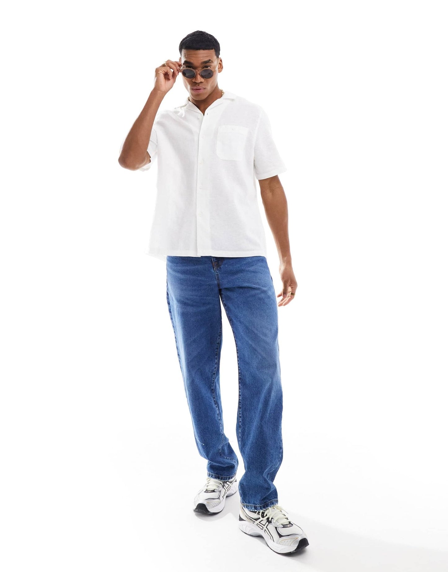 ASOS DESIGN relaxed linen shirt with revere collar in white - ASOS Sample Sale EU Store
