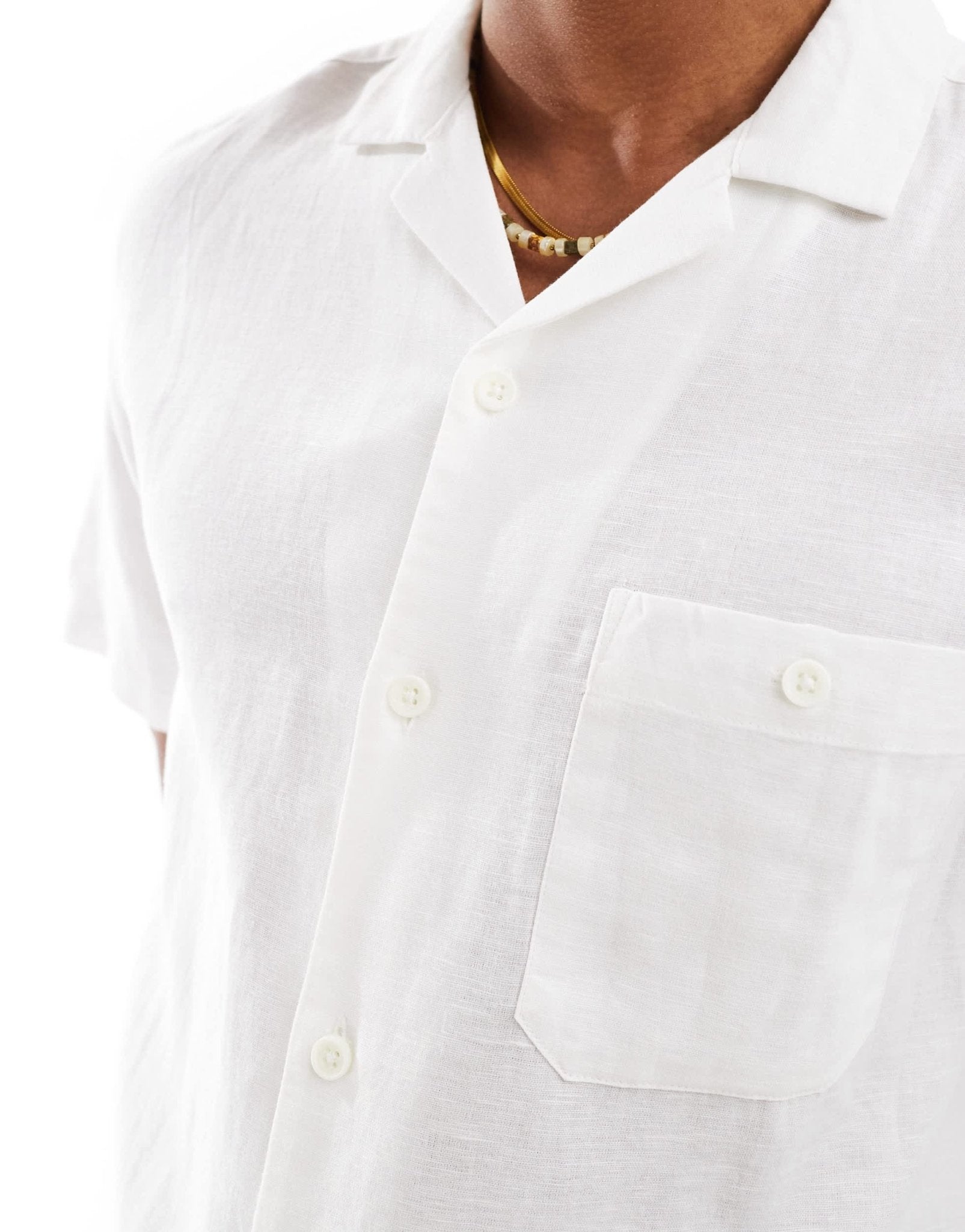ASOS DESIGN relaxed linen shirt with revere collar in white - ASOS Sample Sale EU Store