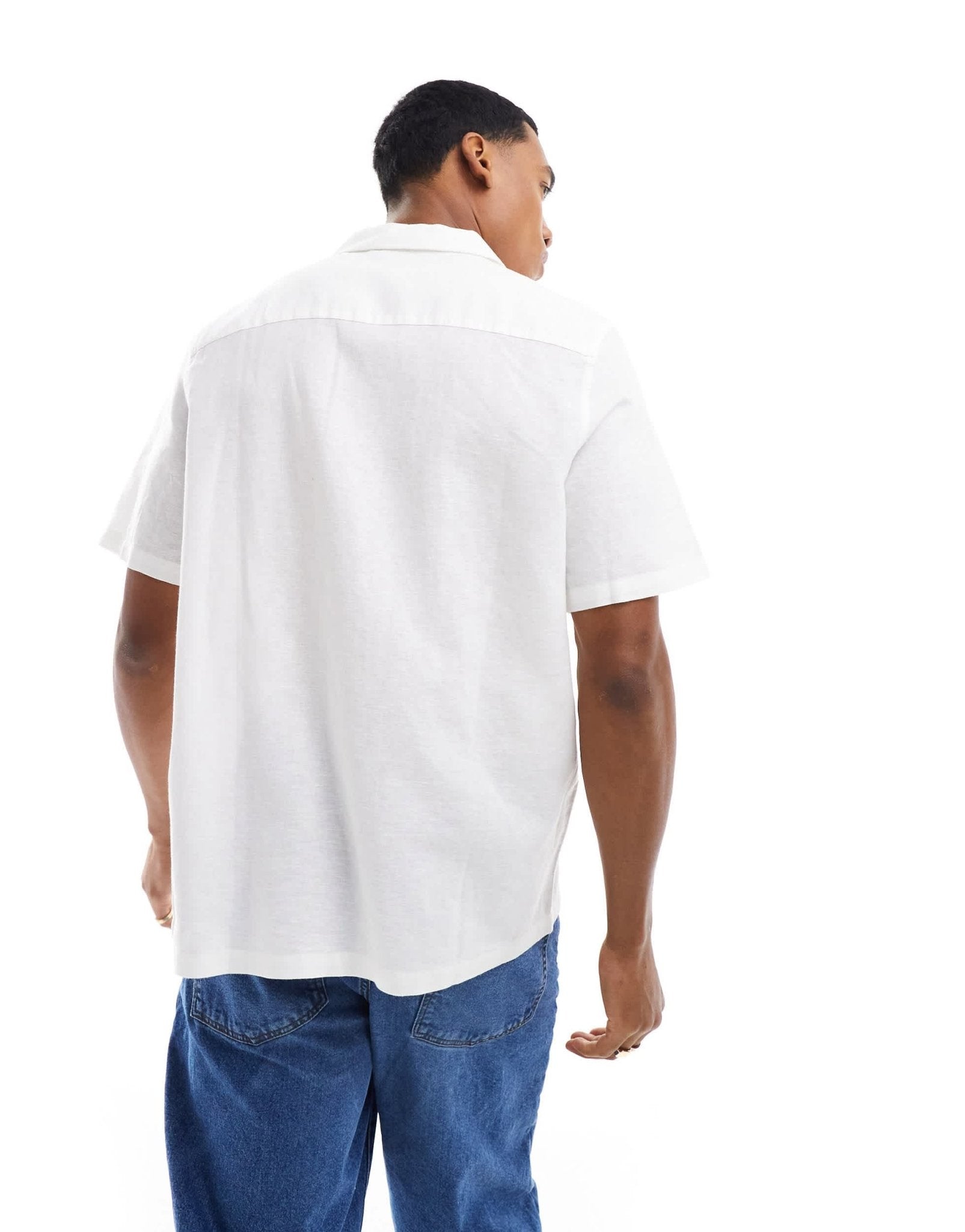 ASOS DESIGN relaxed linen shirt with revere collar in white - ASOS Sample Sale EU Store