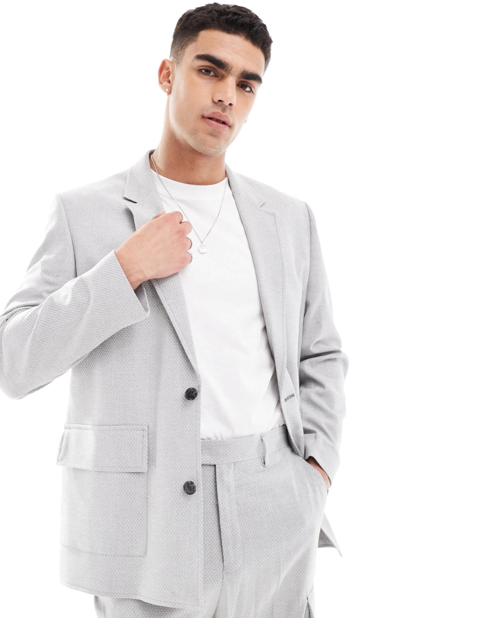 ASOS DESIGN relaxed microtexture suit jacket in grey - ASOS Sample Sale EU Store