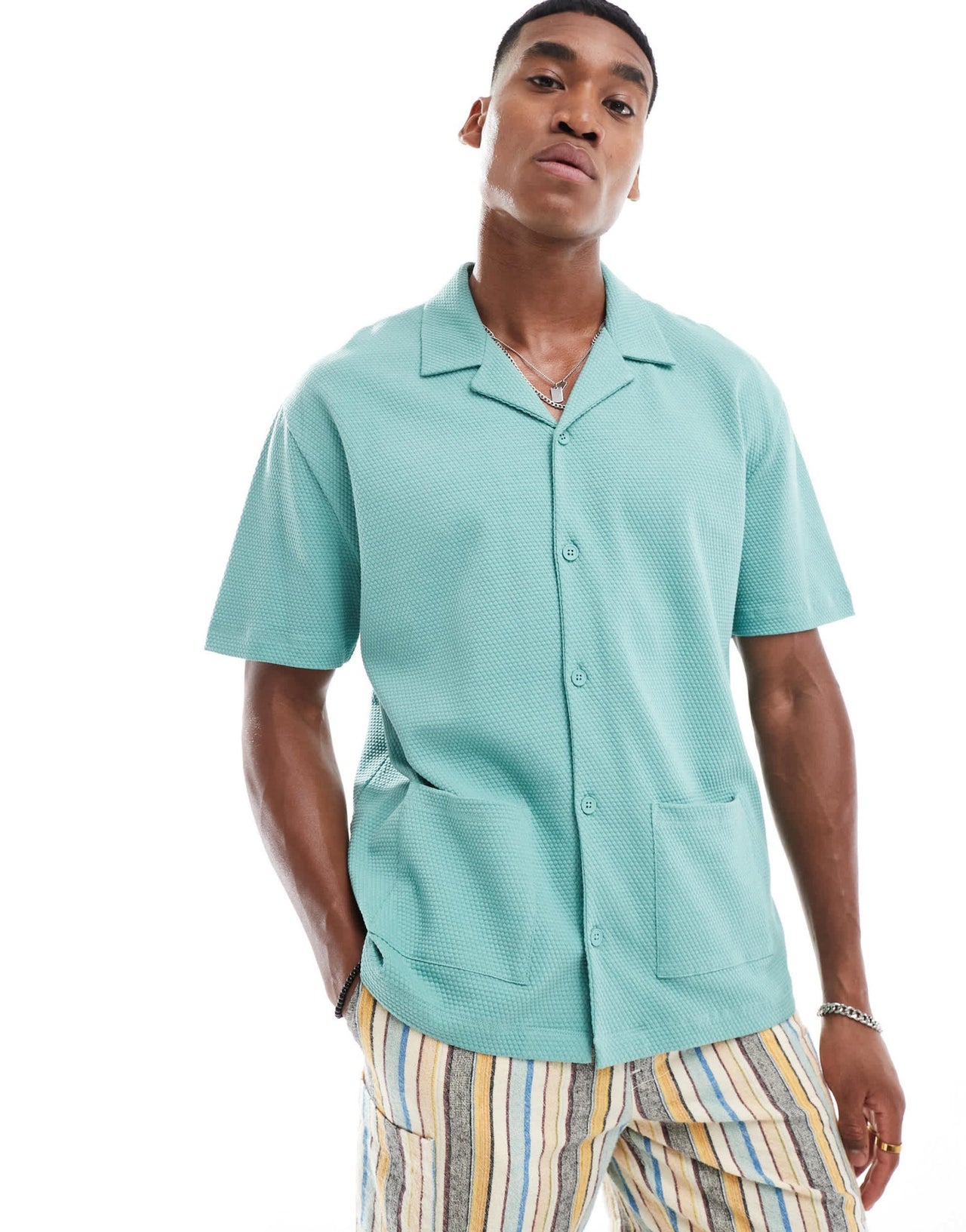 ASOS DESIGN relaxed polo shirt with revere collar in green - ASOS Sample Sale EU Store
