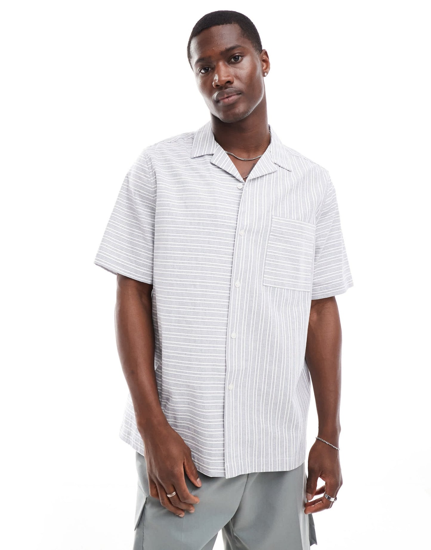 ASOS DESIGN relaxed revere shirt in blue stripe - ASOS Sample Sale EU Store