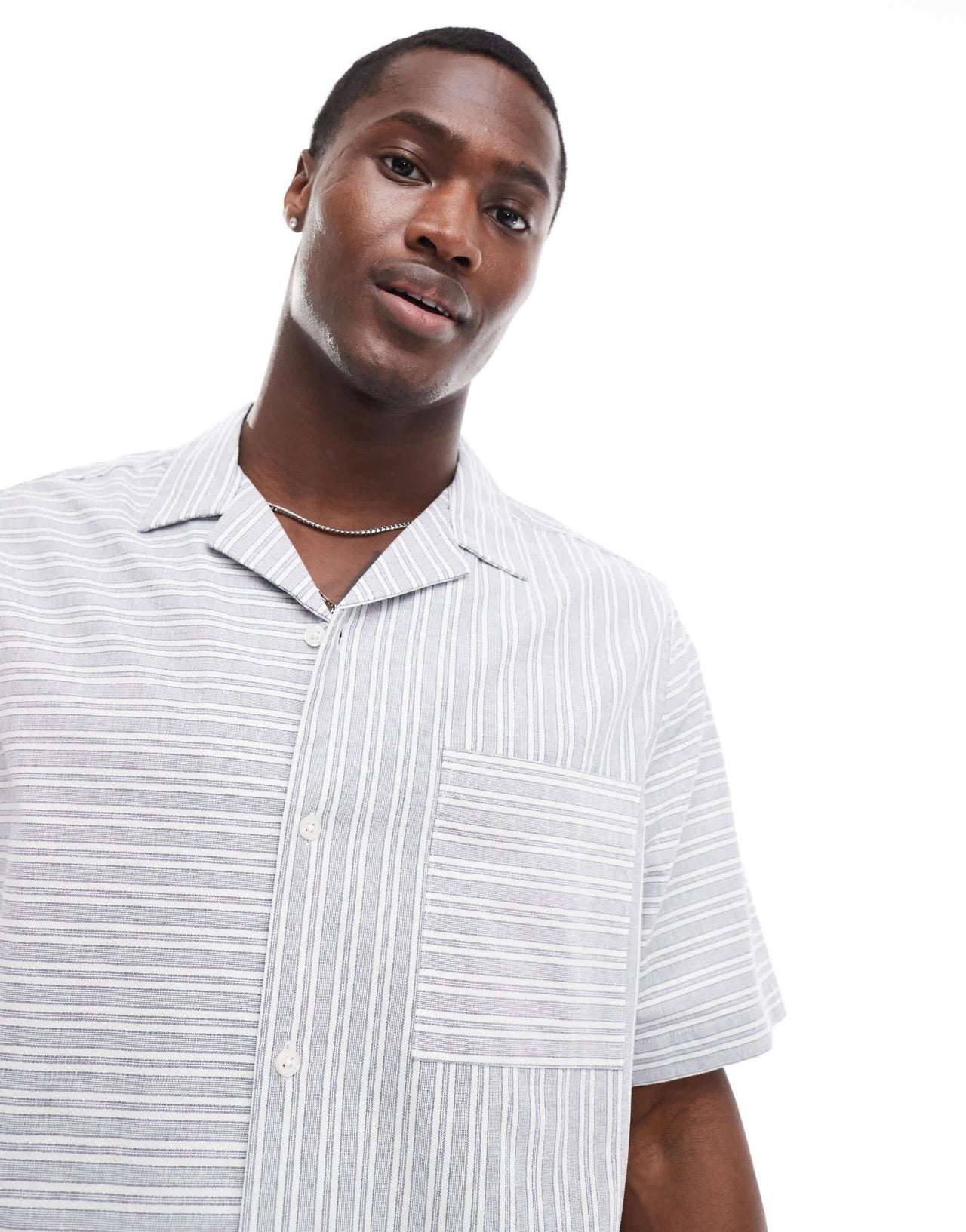 ASOS DESIGN relaxed revere shirt in blue stripe - ASOS Sample Sale EU Store