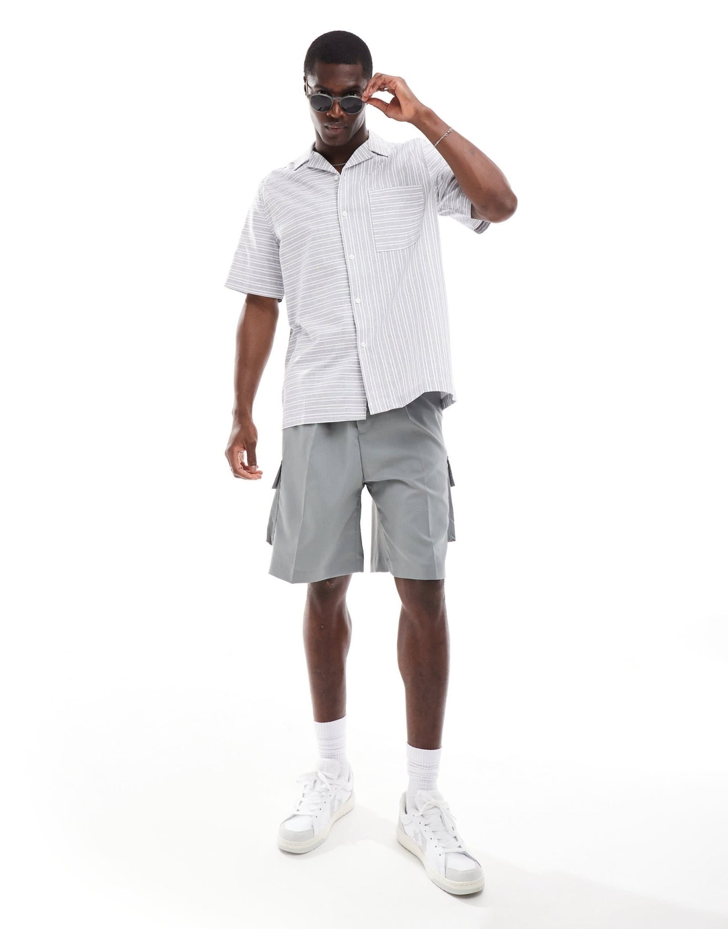 ASOS DESIGN relaxed revere shirt in blue stripe - ASOS Sample Sale EU Store