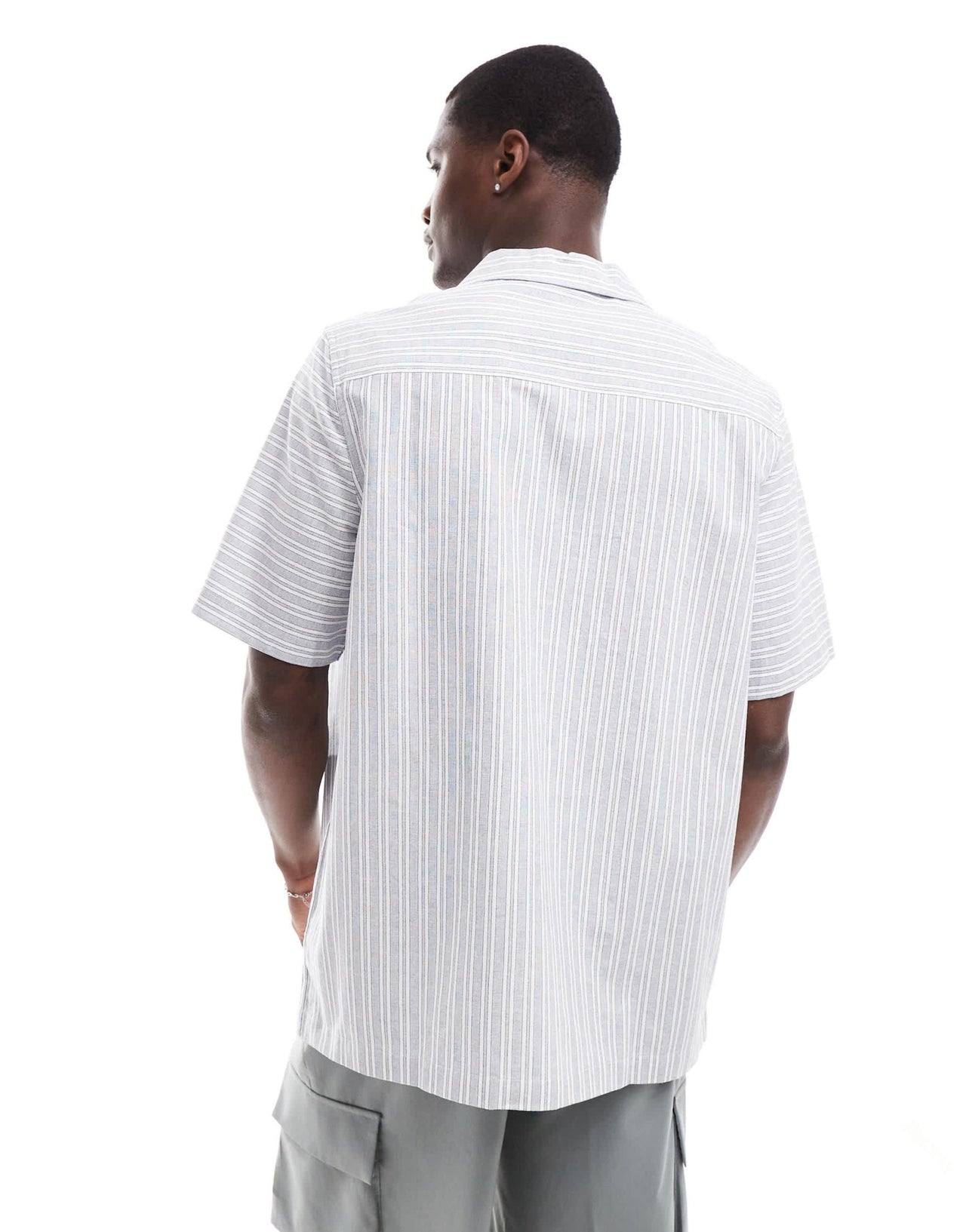 ASOS DESIGN relaxed revere shirt in blue stripe - ASOS Sample Sale EU Store