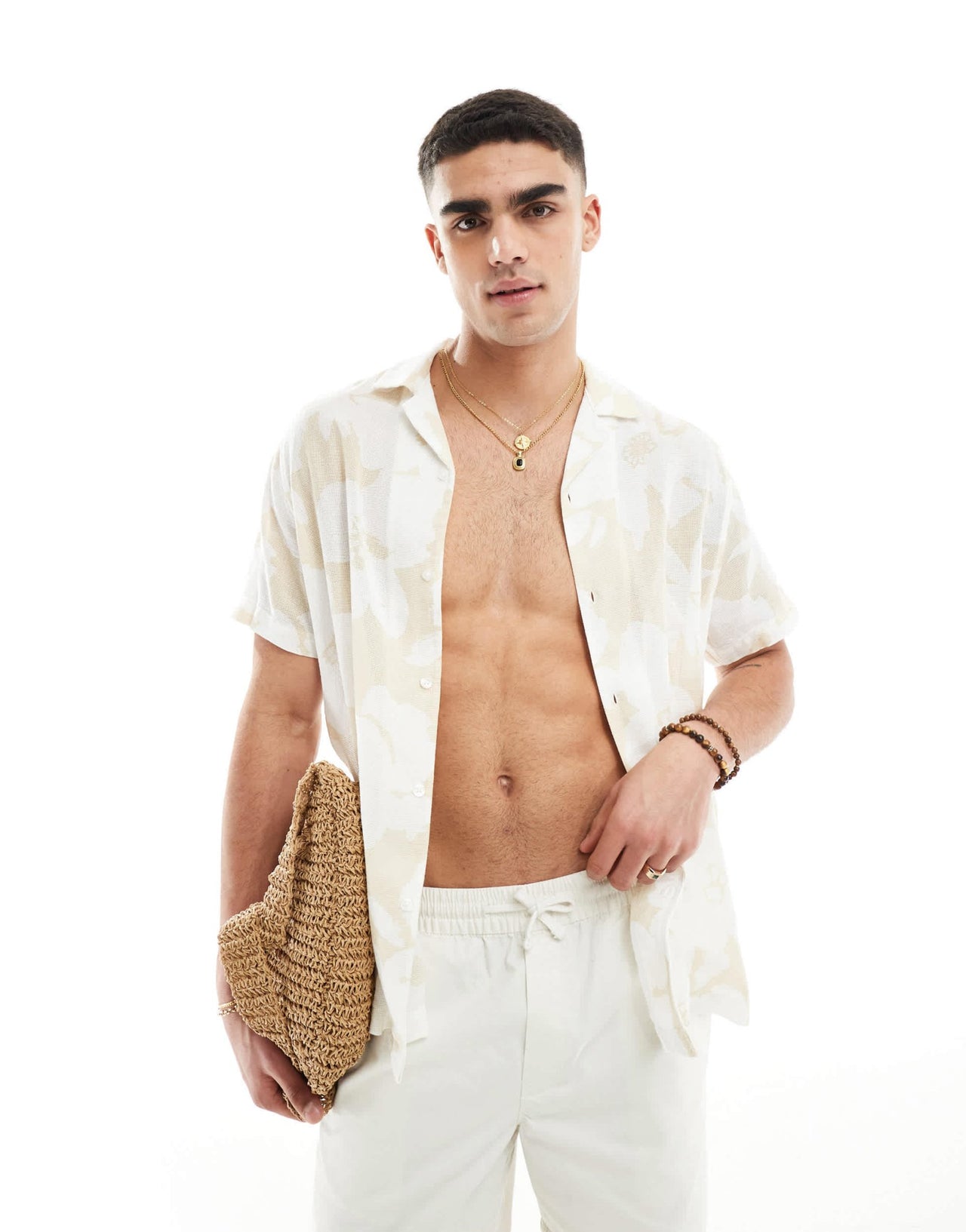 ASOS DESIGN relaxed revere shirt in stone floral print - ASOS Sample Sale EU Store