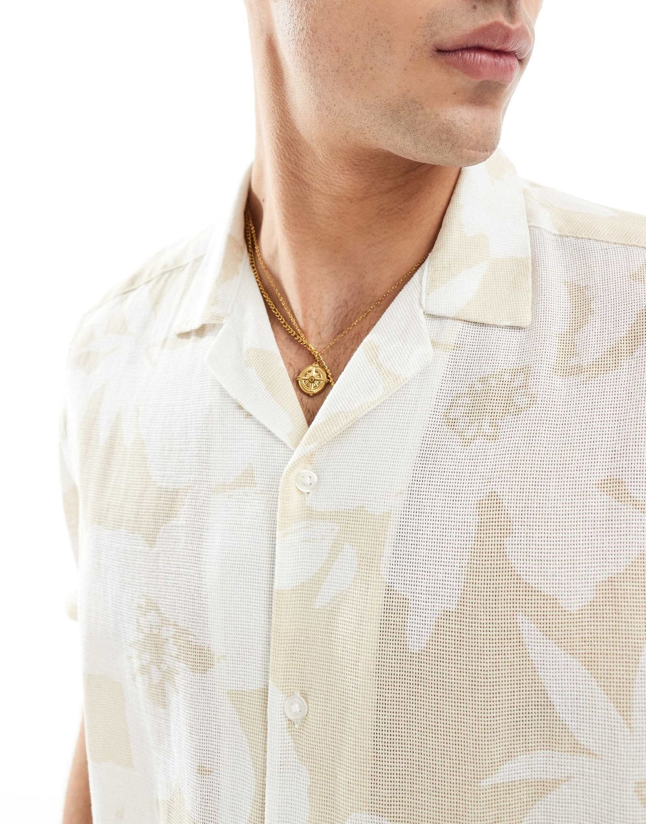 ASOS DESIGN relaxed revere shirt in stone floral print - ASOS Sample Sale EU Store