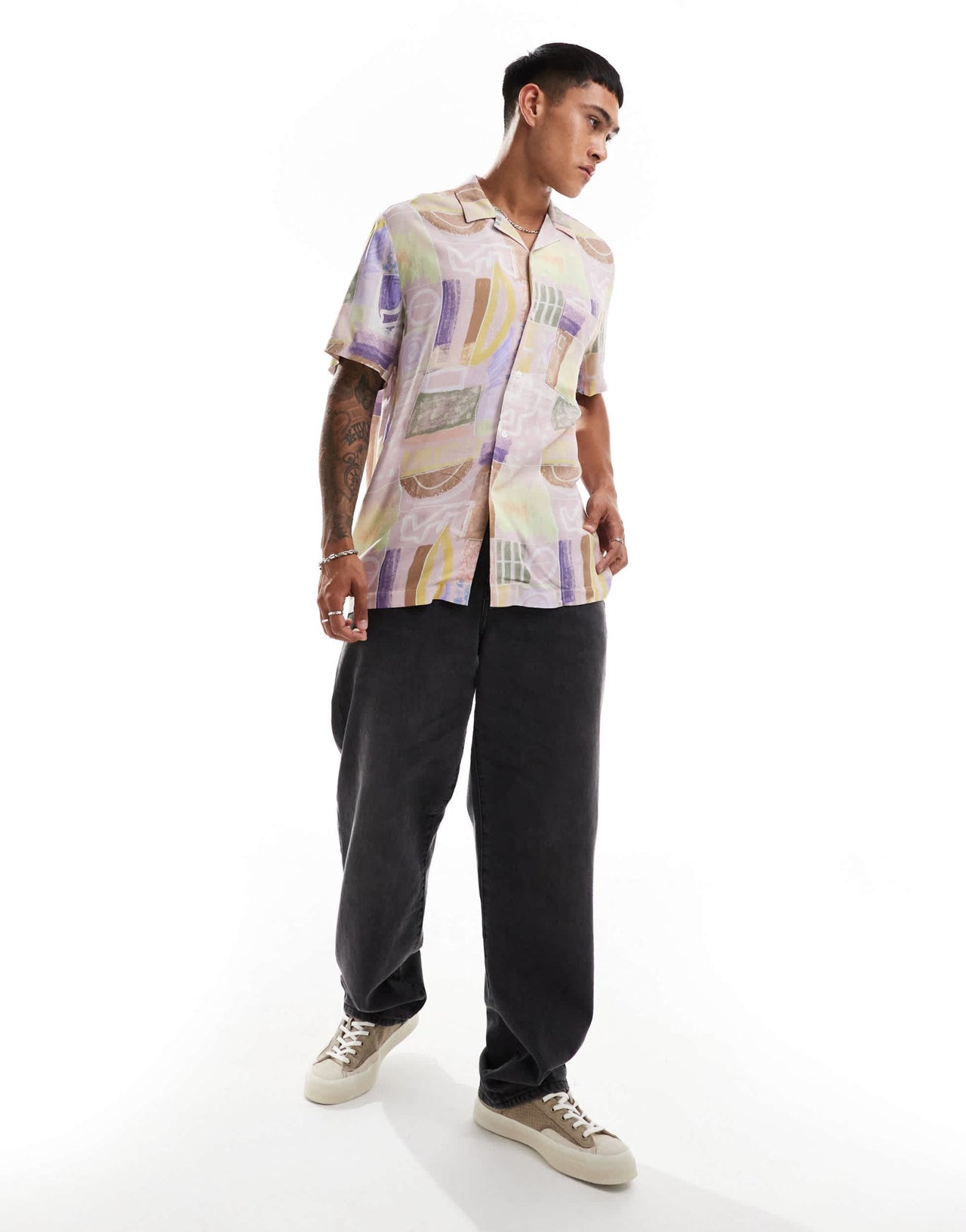 ASOS DESIGN relaxed revere shirt in vintage abstract print - ASOS Sample Sale EU Store