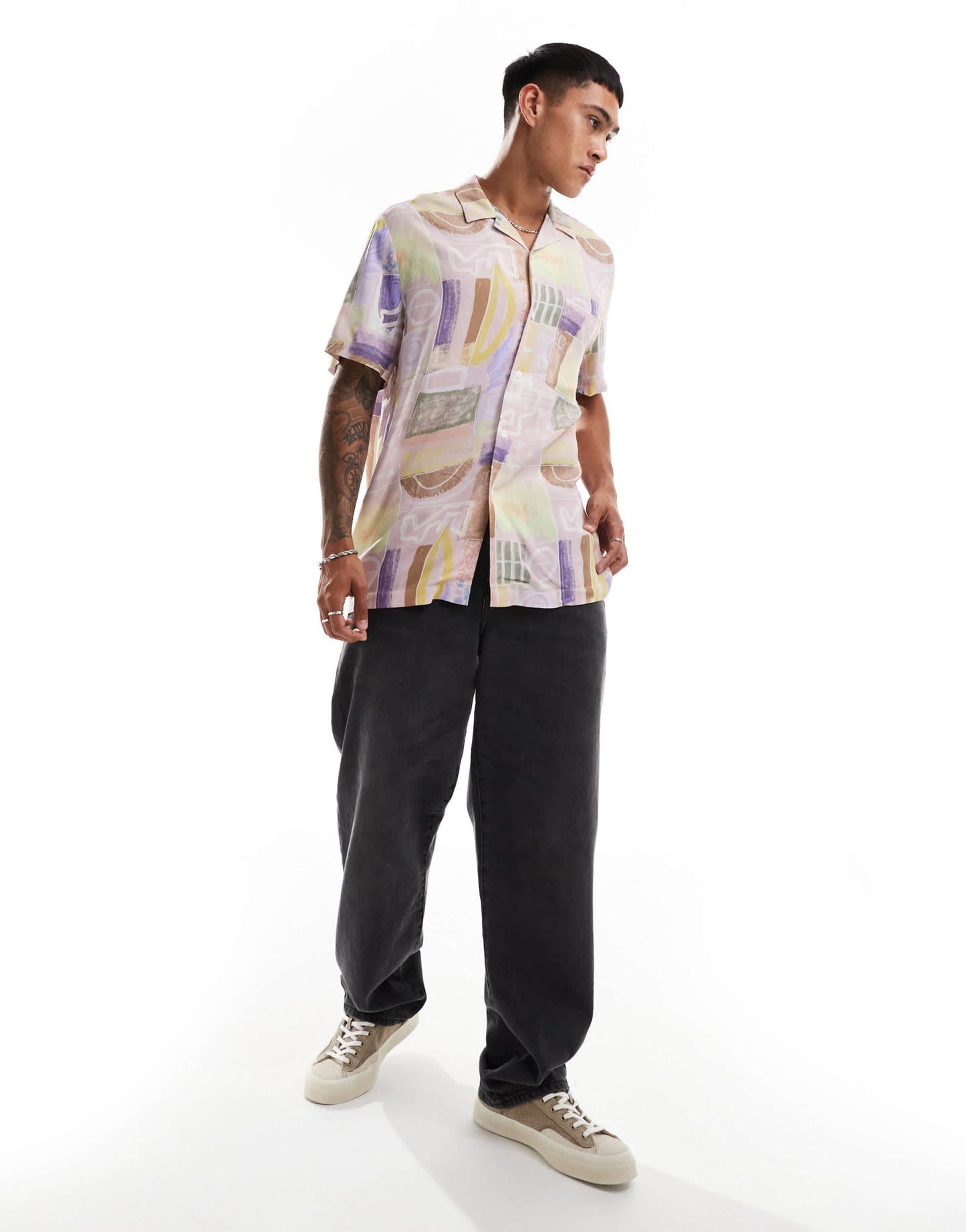 ASOS DESIGN relaxed revere shirt in vintage abstract print - ASOS Sample Sale EU Store