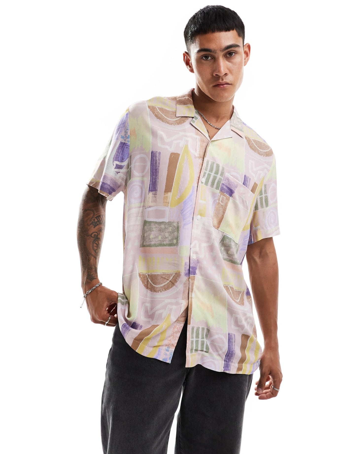 ASOS DESIGN relaxed revere shirt in vintage abstract print - ASOS Sample Sale EU Store