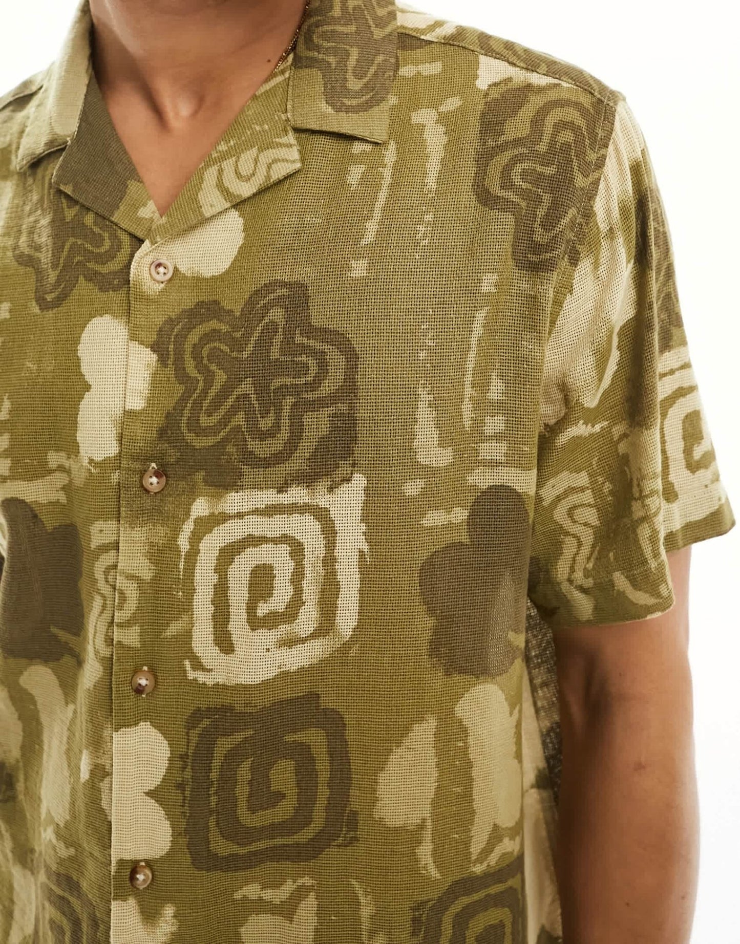 ASOS DESIGN relaxed revere shirt in vintage look stamp print - ASOS Sample Sale EU Store