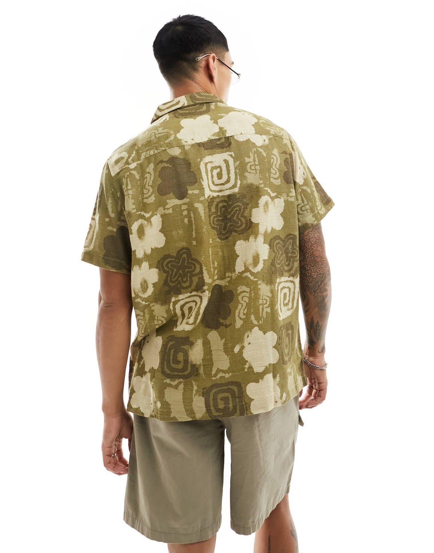 ASOS DESIGN relaxed revere shirt in vintage look stamp print - ASOS Sample Sale EU Store