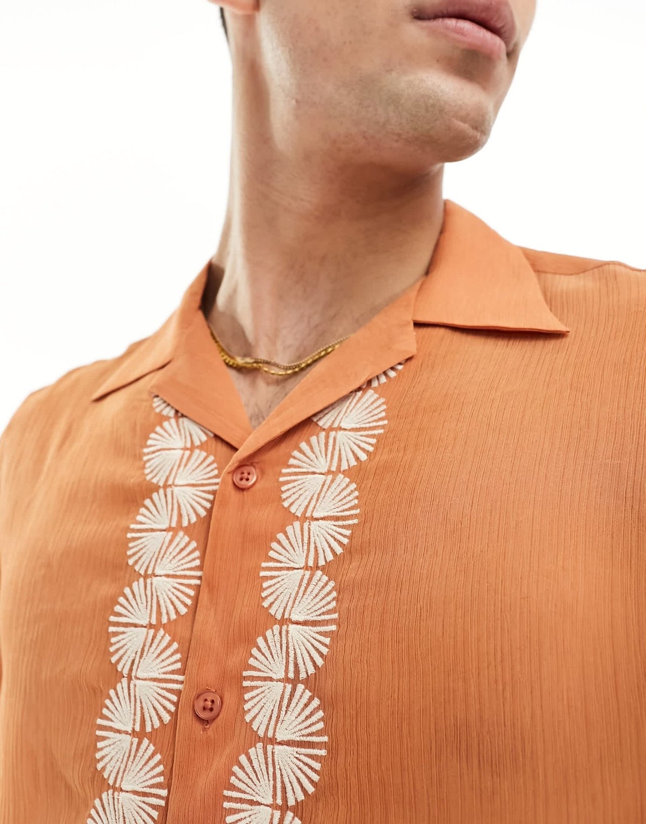 ASOS DESIGN relaxed revere shirt with embroidery border - ASOS Sample Sale EU Store