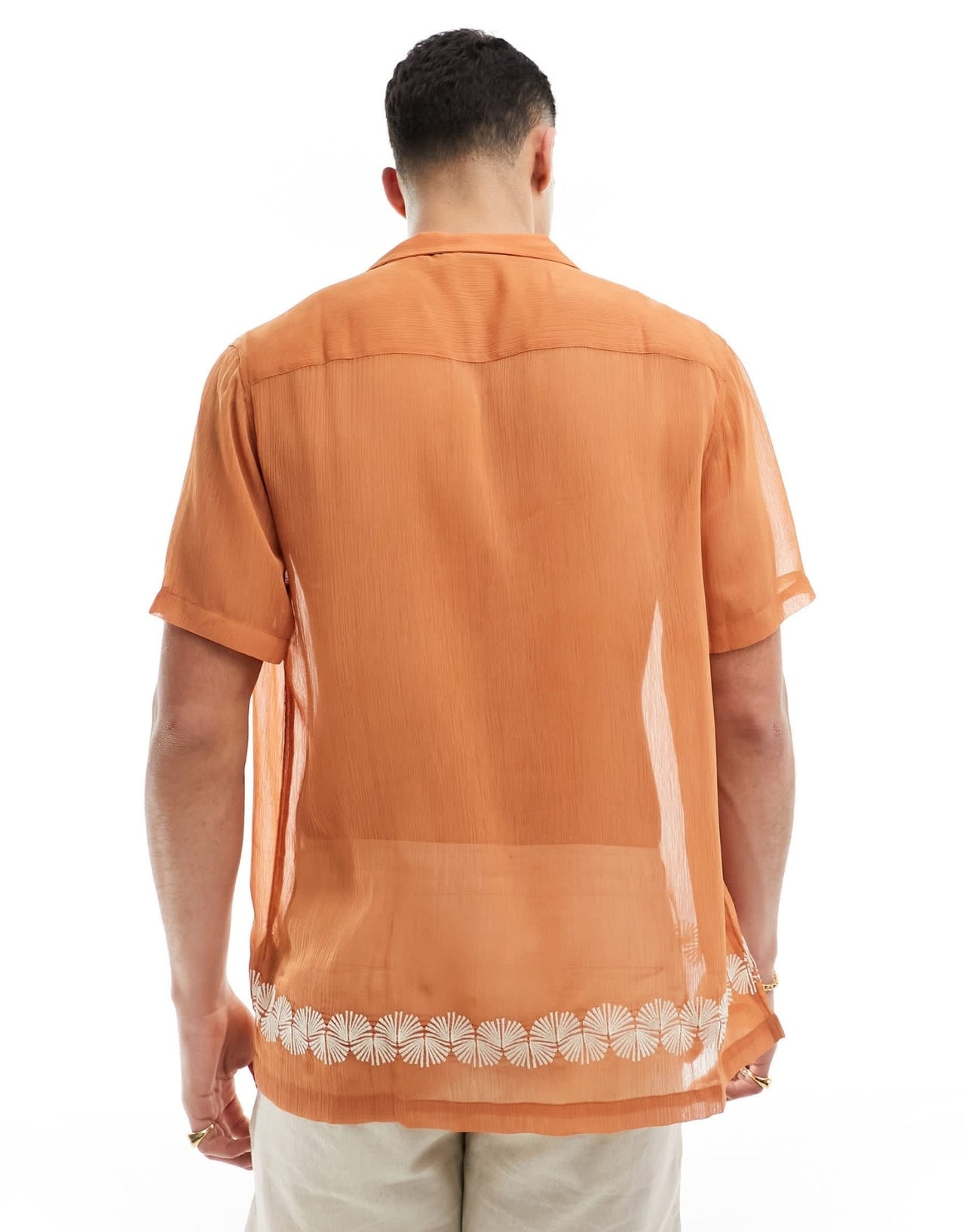 ASOS DESIGN relaxed revere shirt with embroidery border - ASOS Sample Sale EU Store