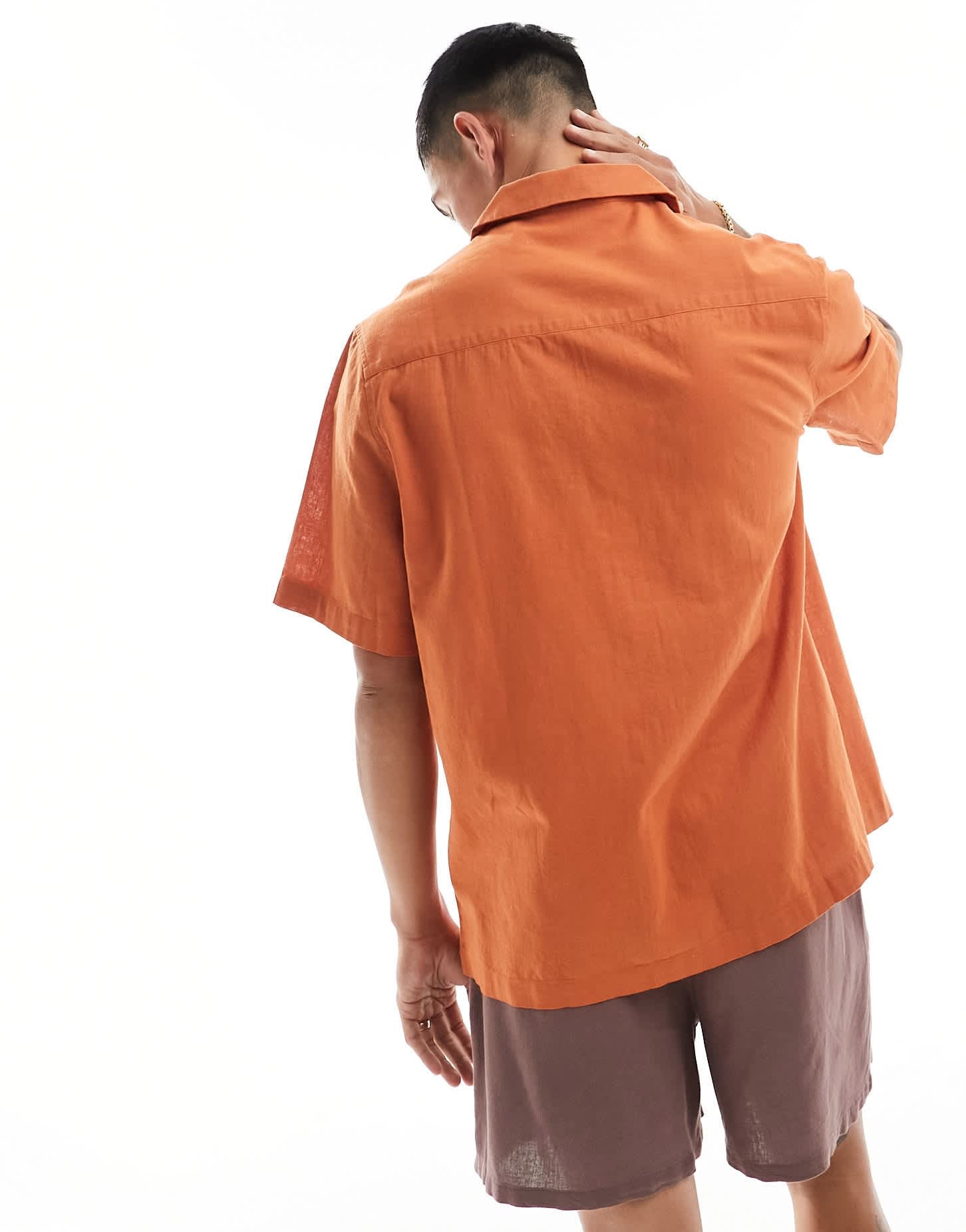 ASOS DESIGN relaxed revere shirt with floral applique in orange - ASOS Sample Sale EU Store
