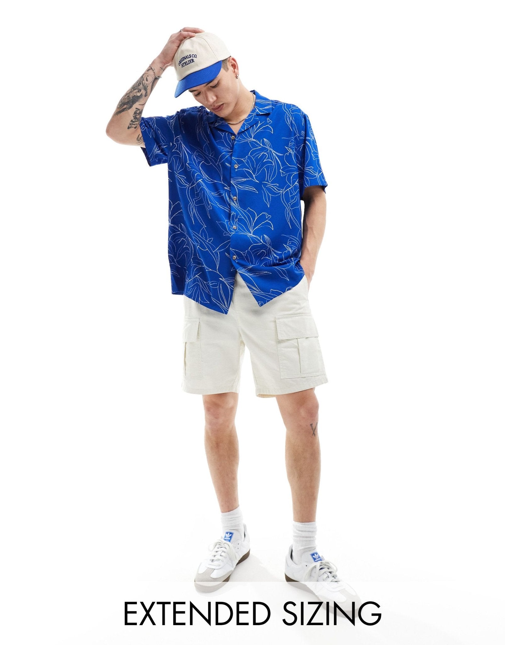 ASOS DESIGN relaxed revere shirt with floral print in blue - ASOS Sample Sale EU Store