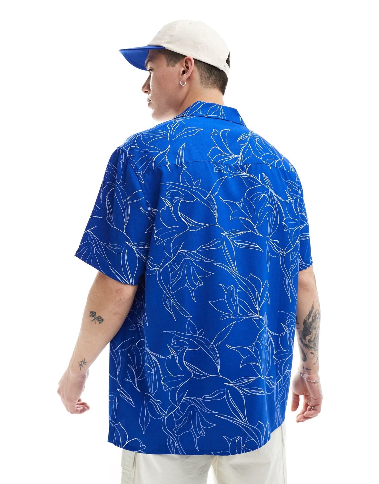 ASOS DESIGN relaxed revere shirt with floral print in blue - ASOS Sample Sale EU Store