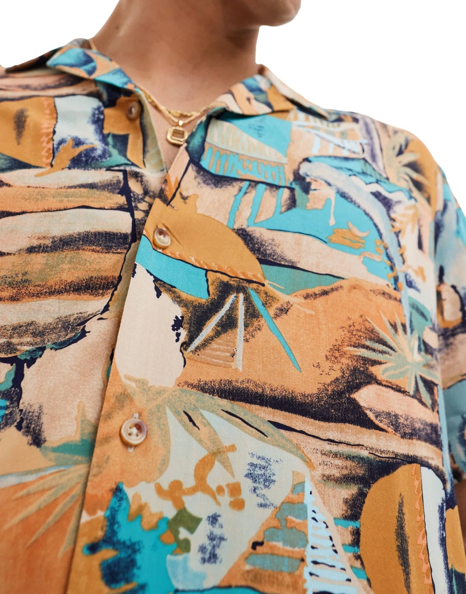 ASOS DESIGN relaxed revere shirt with vintage abstract hawaiian print - ASOS Sample Sale EU Store