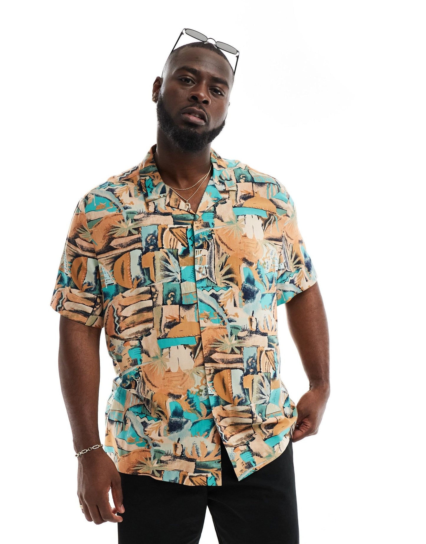 ASOS DESIGN relaxed revere shirt with vintage abstract hawaiian print - ASOS Sample Sale EU Store